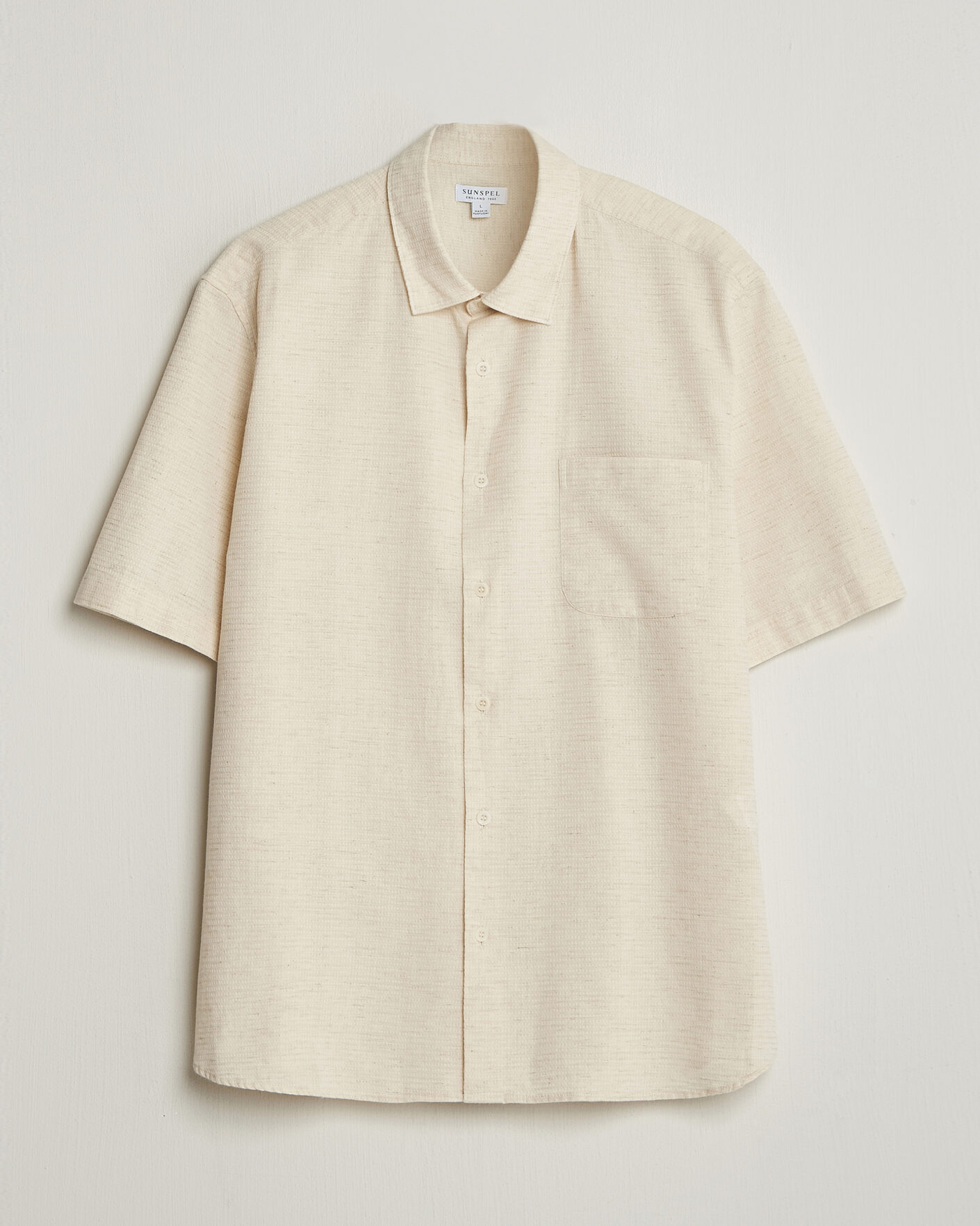 Herre | Skjorter | Sunspel | Natural Texture Linen Shirt Ecru