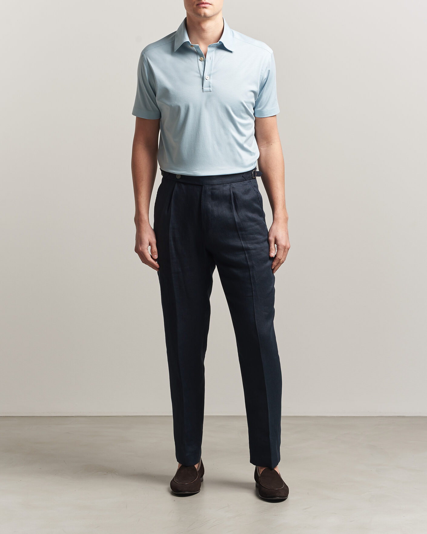 Herre | Pikéer | Kiton | Short Sleeve Jersey Polo Sky Blue