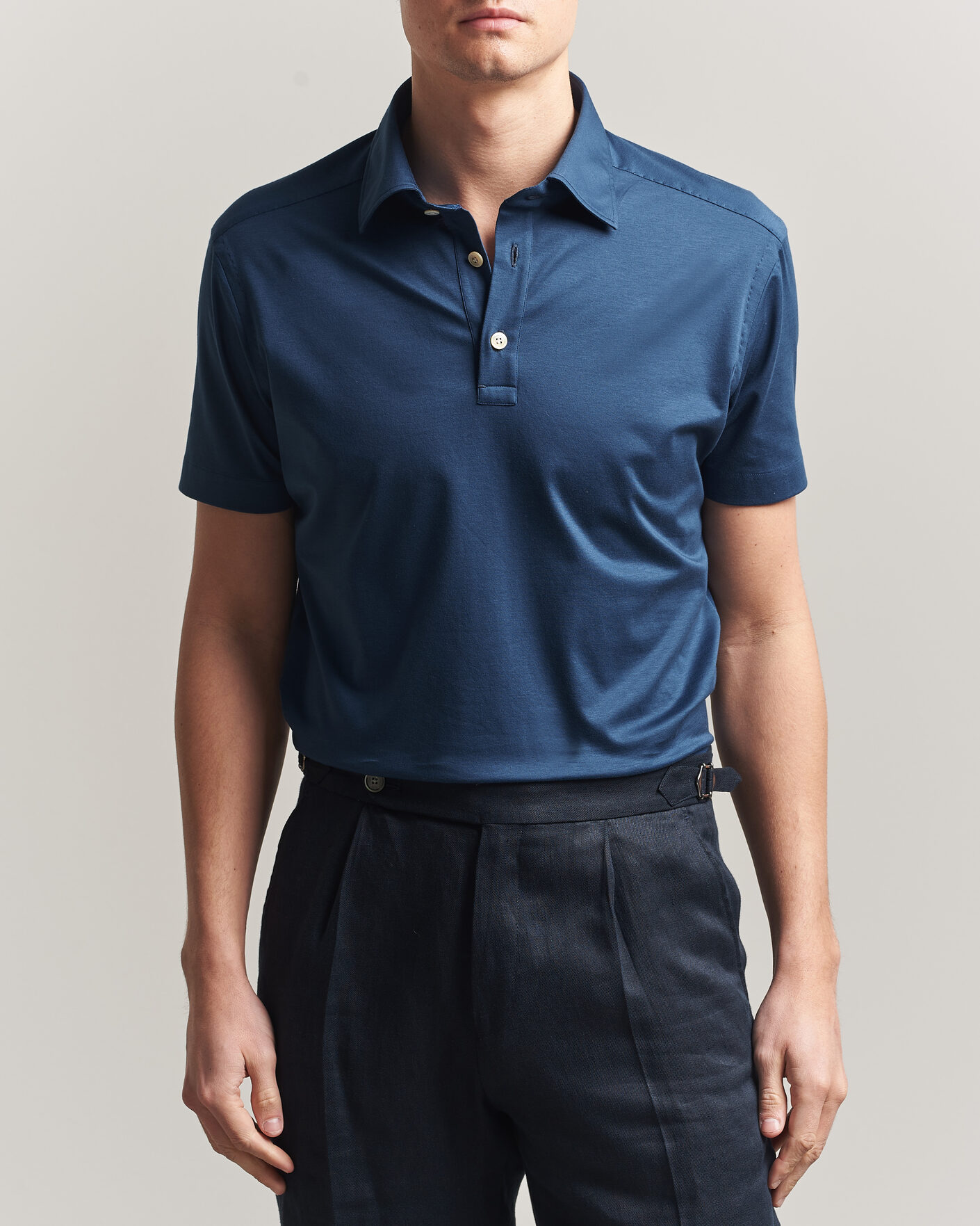 Herre | Pikéer | Kiton | Short Sleeve Jersey Polo Dark Blue