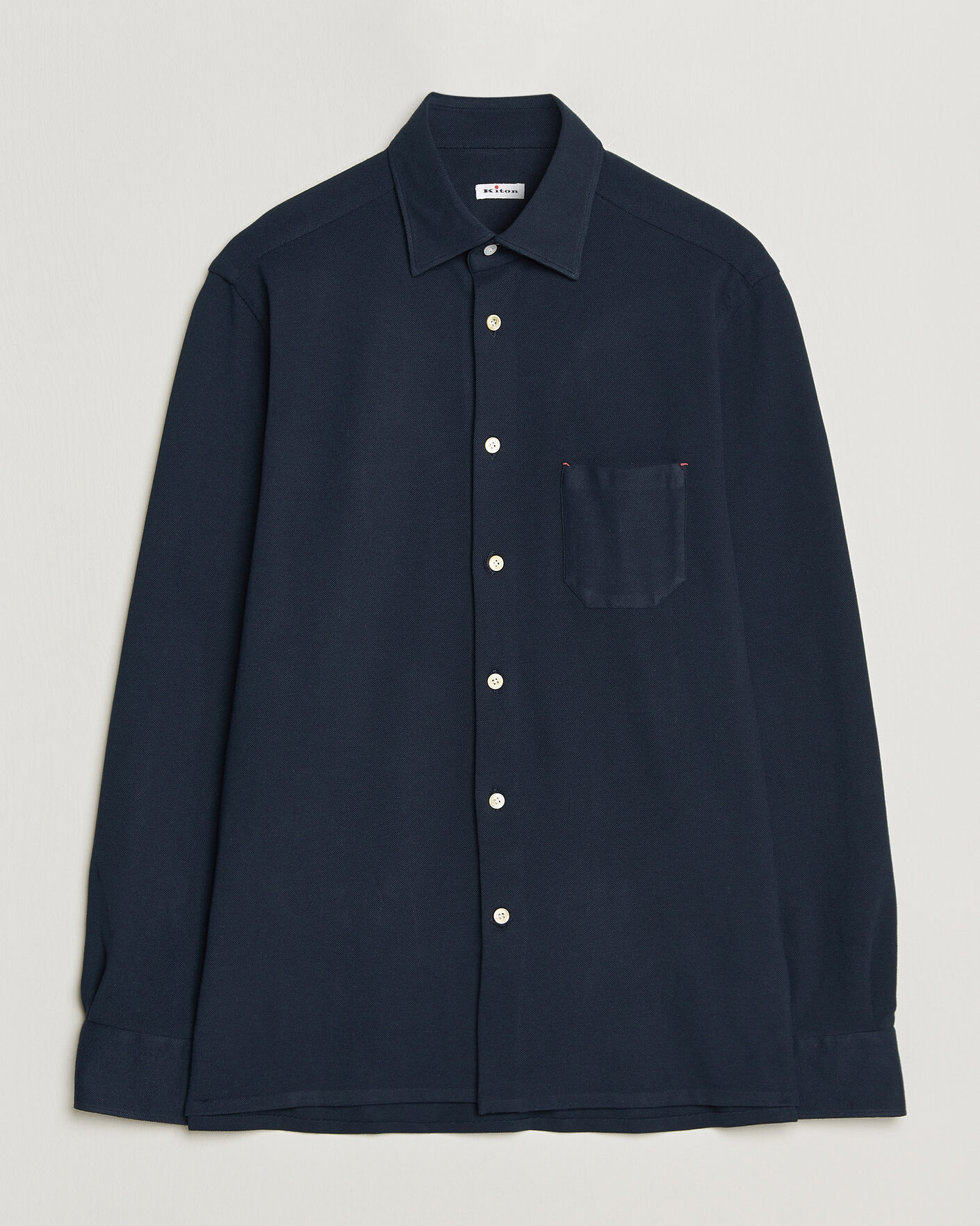 Herre | Skjorter | Kiton | Jersey Piquet Shirt Navy