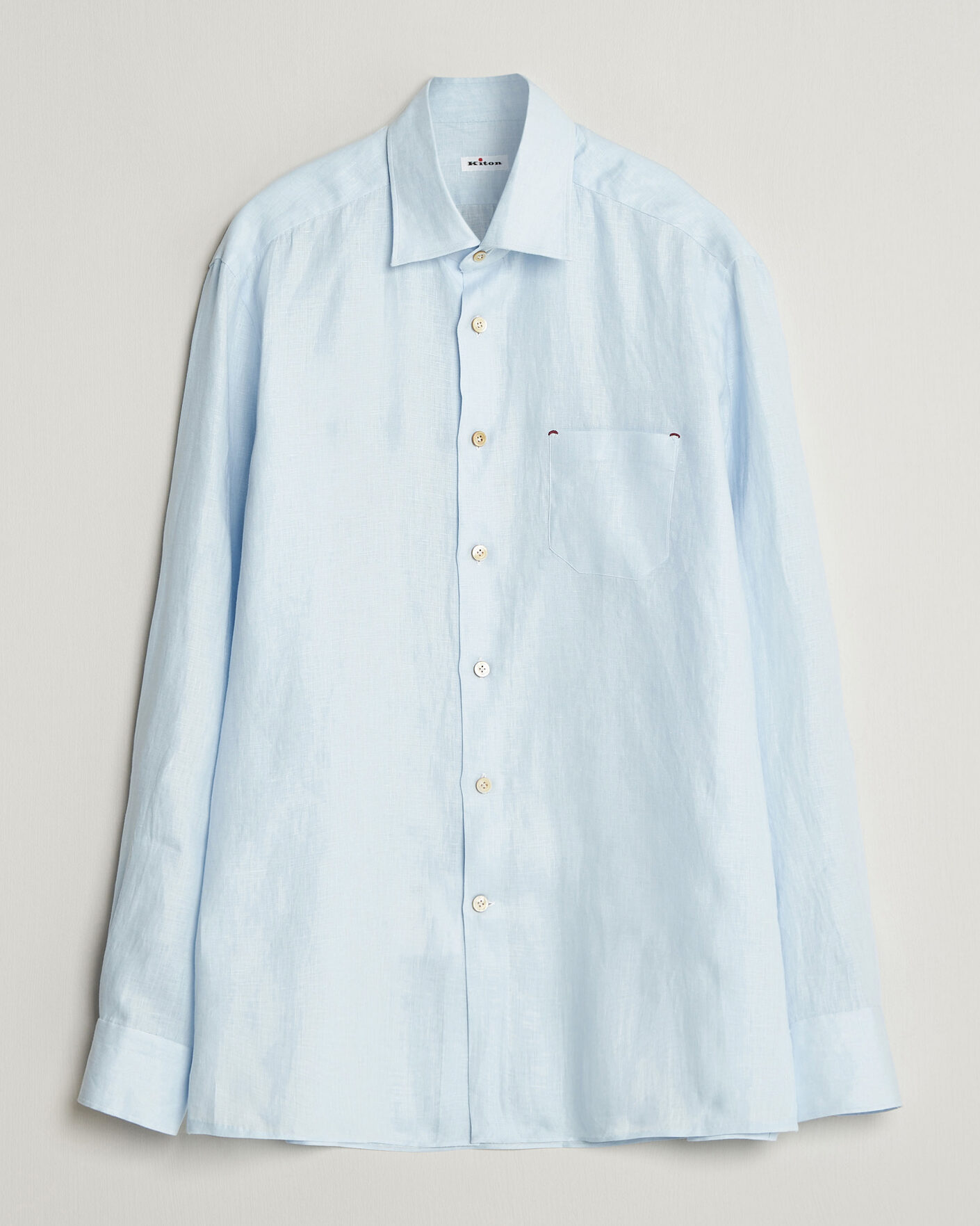 Herre | Skjorter | Kiton | Linen Sport Shirt Light Blue