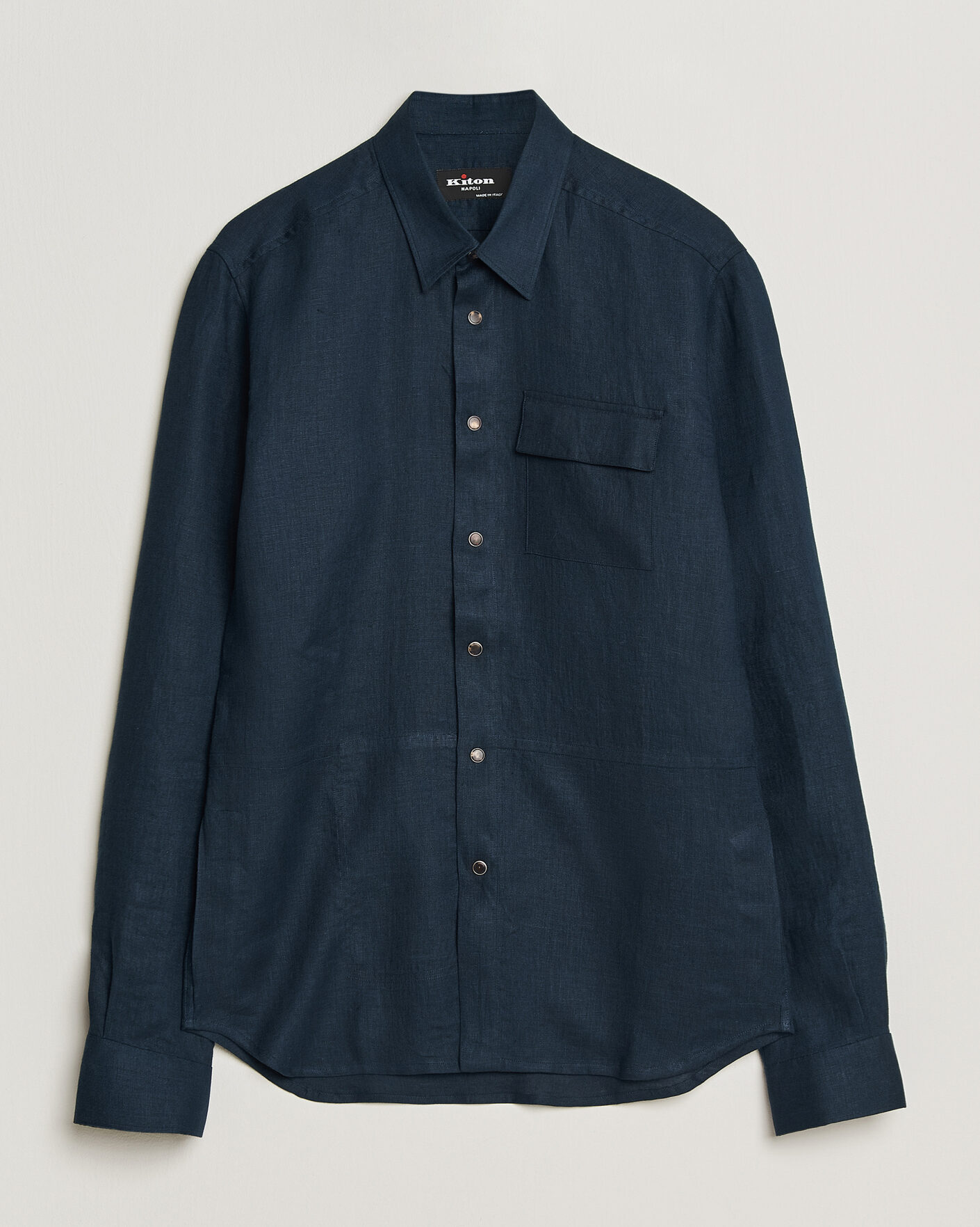 Herre | Skjorter | Kiton | Linen Overshirt Navy