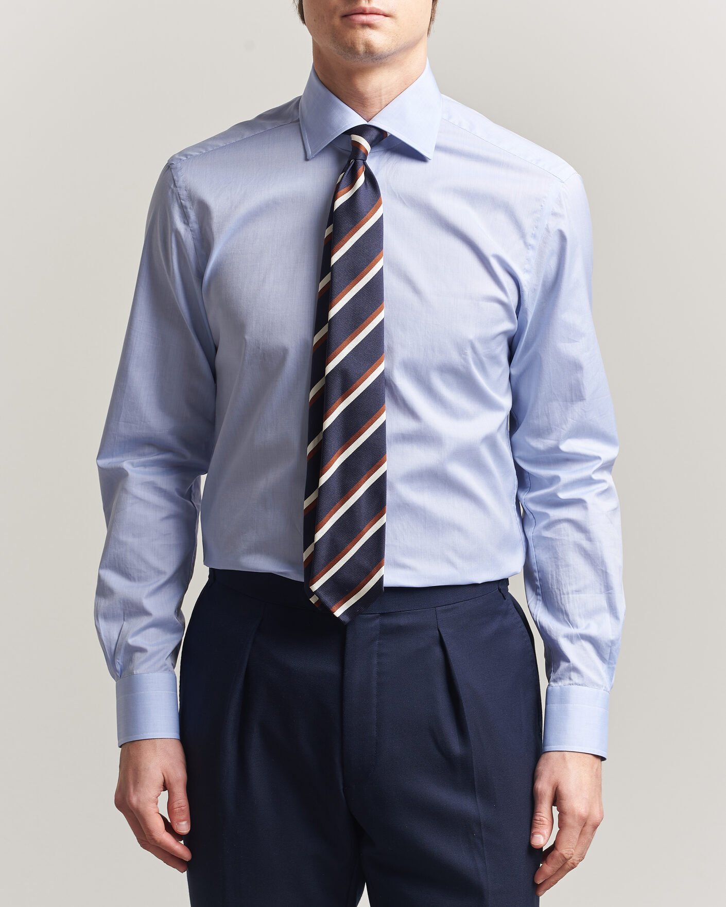Herre | Skjorter | Kiton | Slim Fit Dress Shirt Light Blue