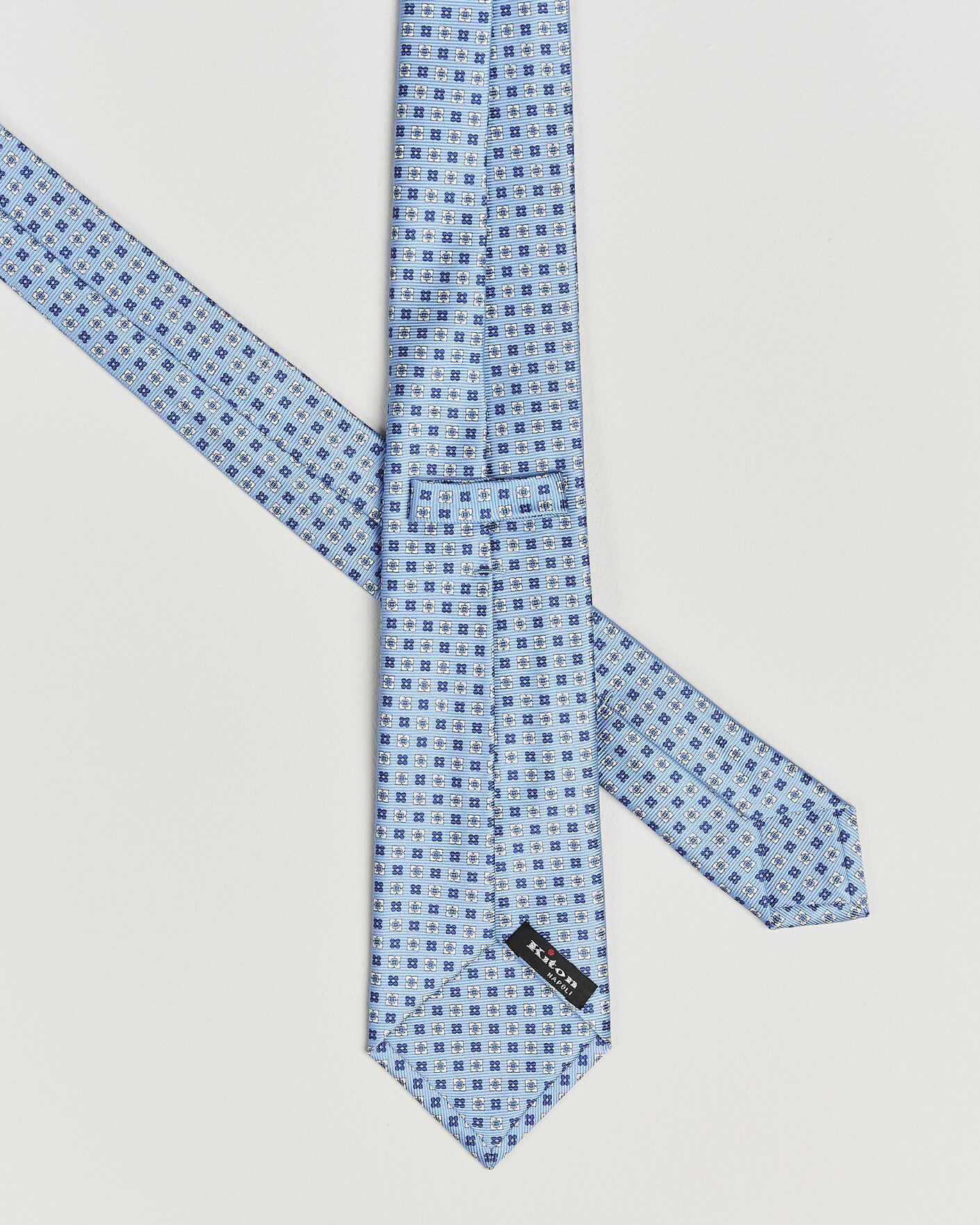 Herre | Kiton Printed Flower Silk Tie Light Blue | Kiton | Printed Flower Silk Tie Light Blue