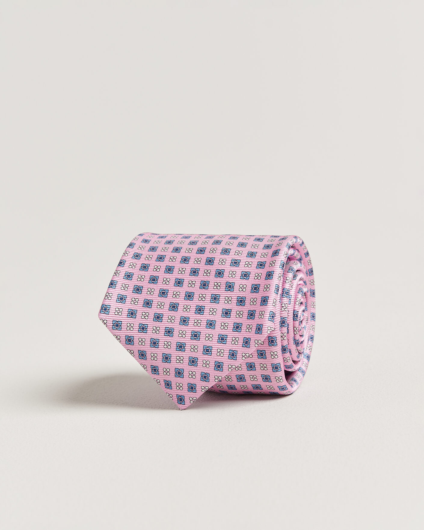 Herre | Slips | Kiton | Printed Flower Silk Tie Pink