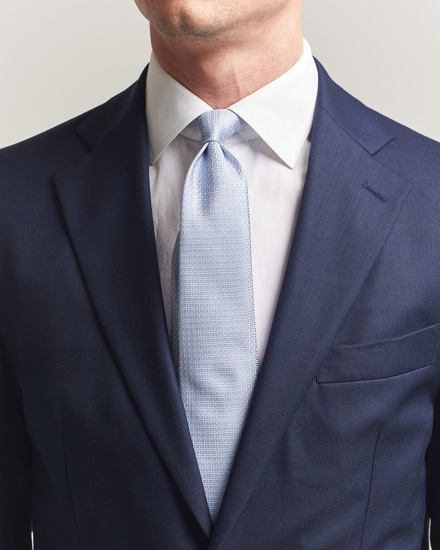 Herre | Slips | Kiton | Micro Structure Silk Tie Sky Blue