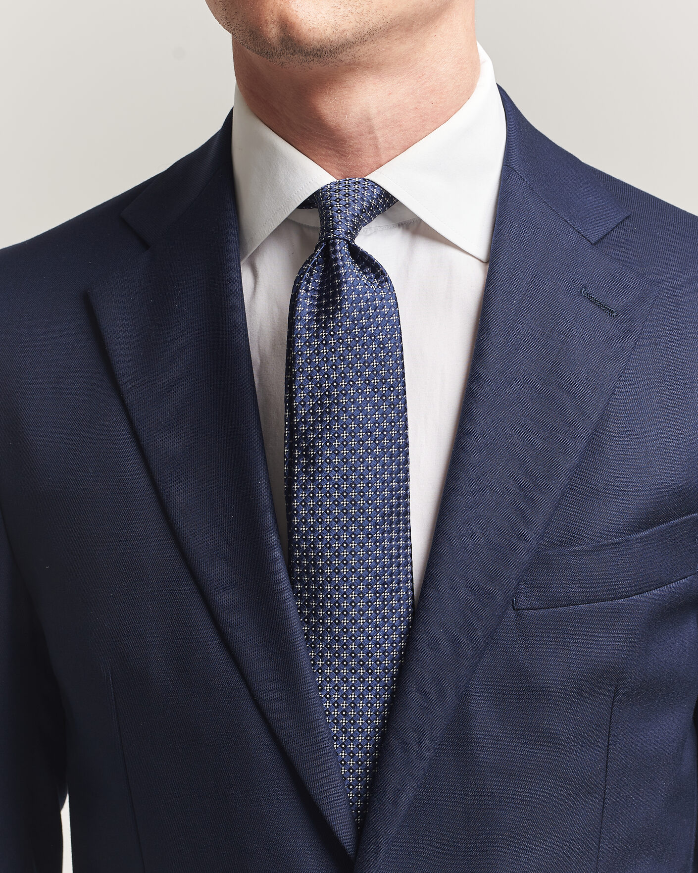 Herre | Slips | Kiton | Flower Jacquard Silk Tie Navy