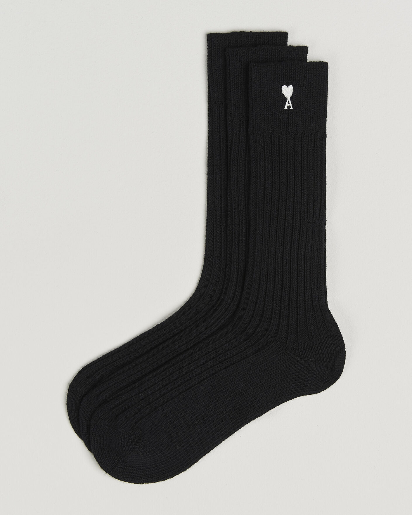 Herre | Undertøy | AMI | 3-Pack Heart Logo Cotton Socks Black