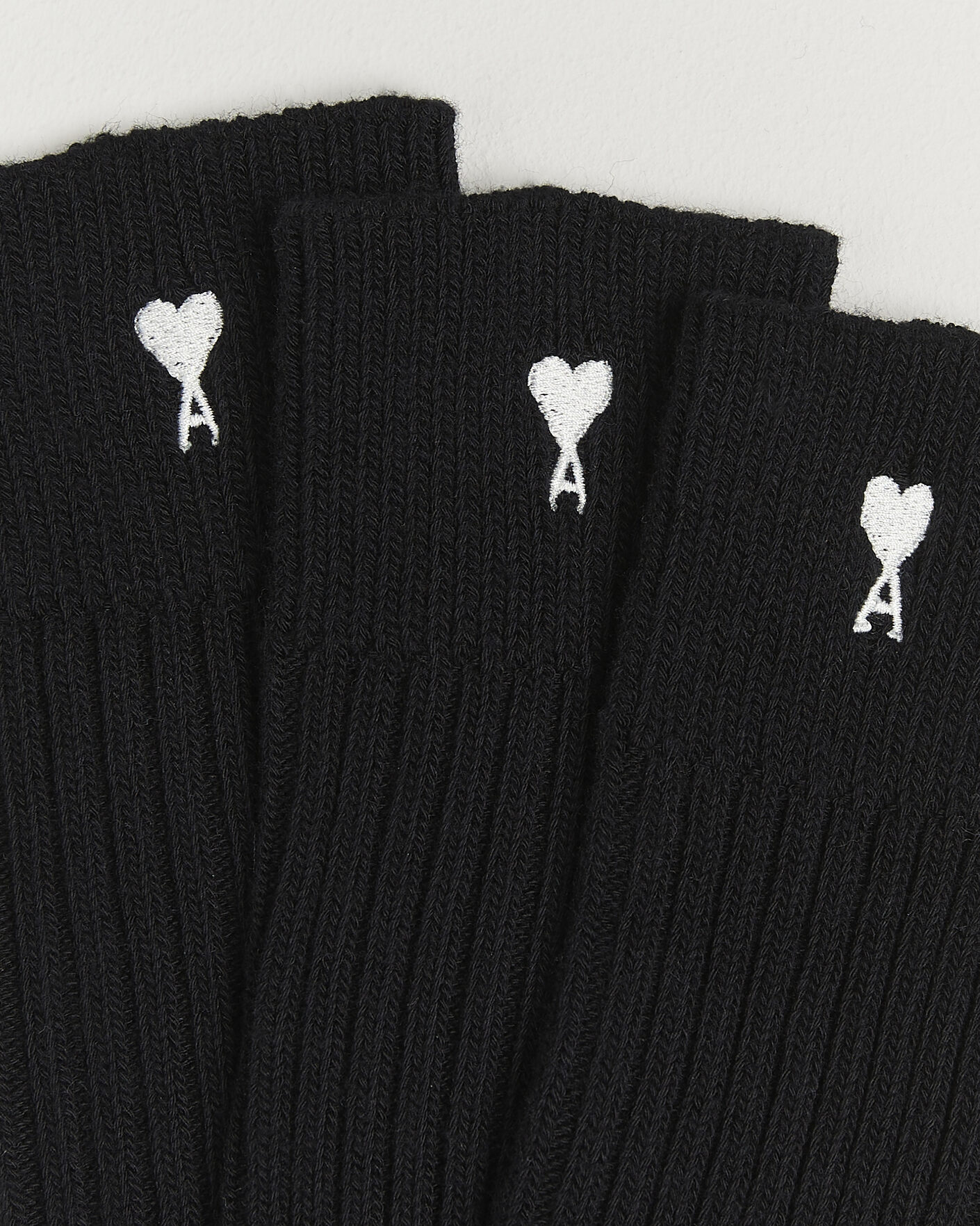 Herre | Undertøy | AMI | 3-Pack Heart Logo Cotton Socks Black