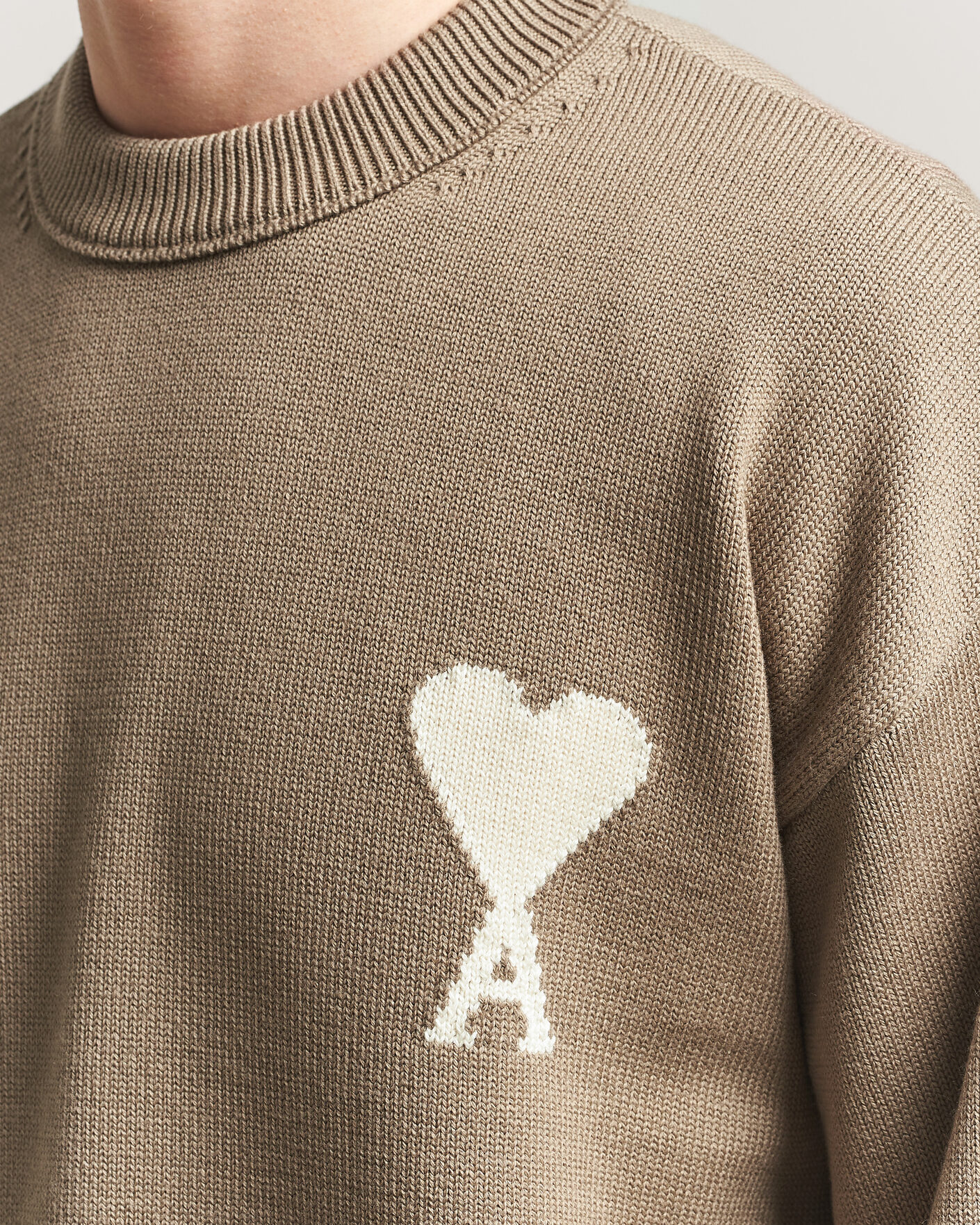 Herre | Gensere | AMI | Big Heart Wool Sweater Beige