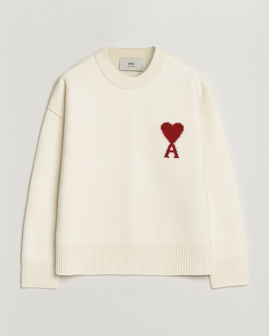 Herre | Gensere | AMI | Big Heart Wool Sweater Ecru