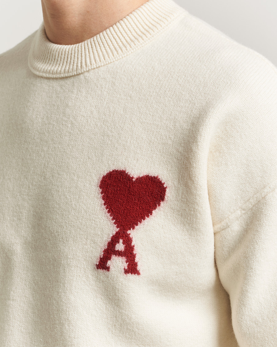 Herre | Gensere | AMI | Big Heart Wool Sweater Ecru