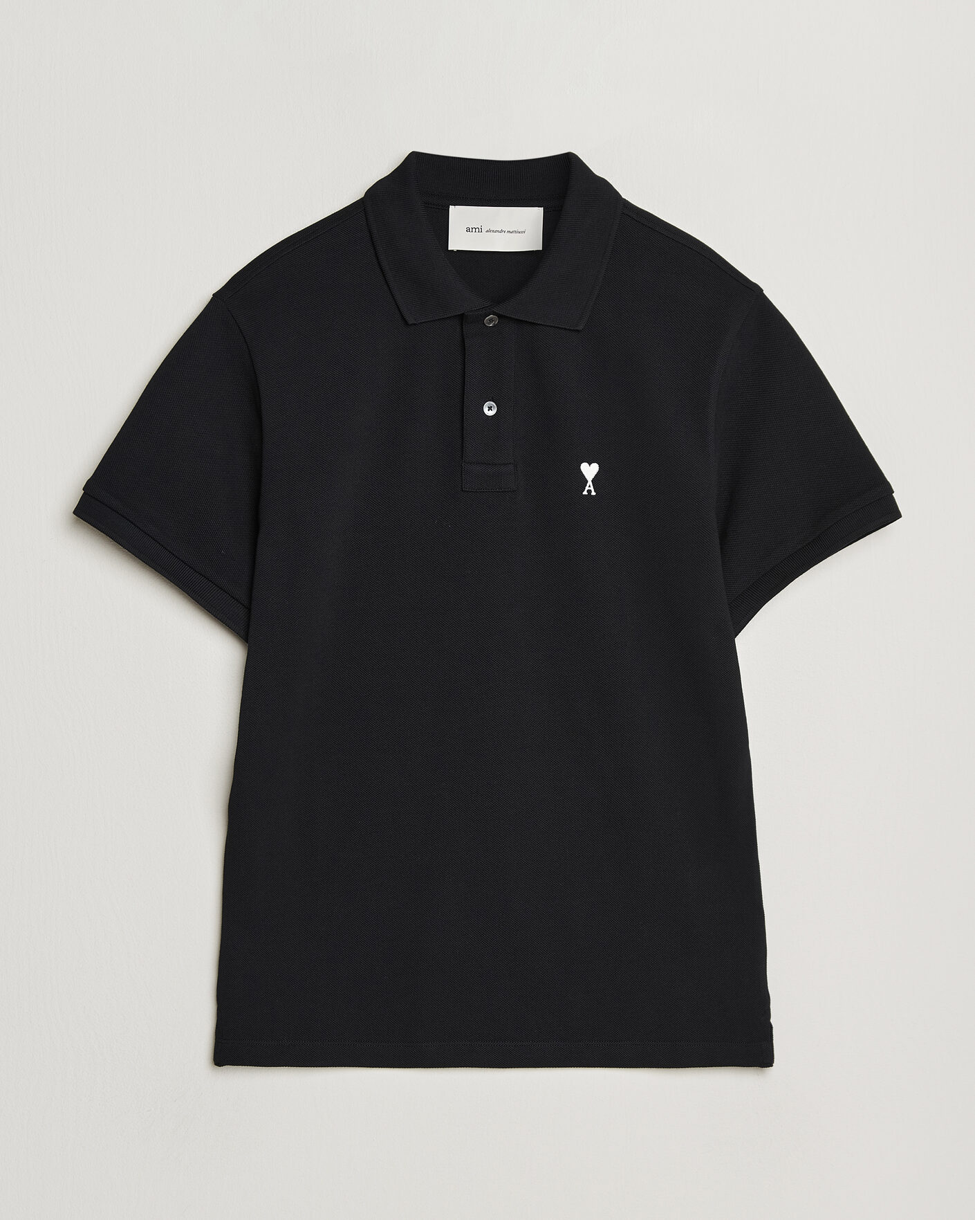 Herre | Pikéer | AMI | Contrast Heart Logo Polo Black