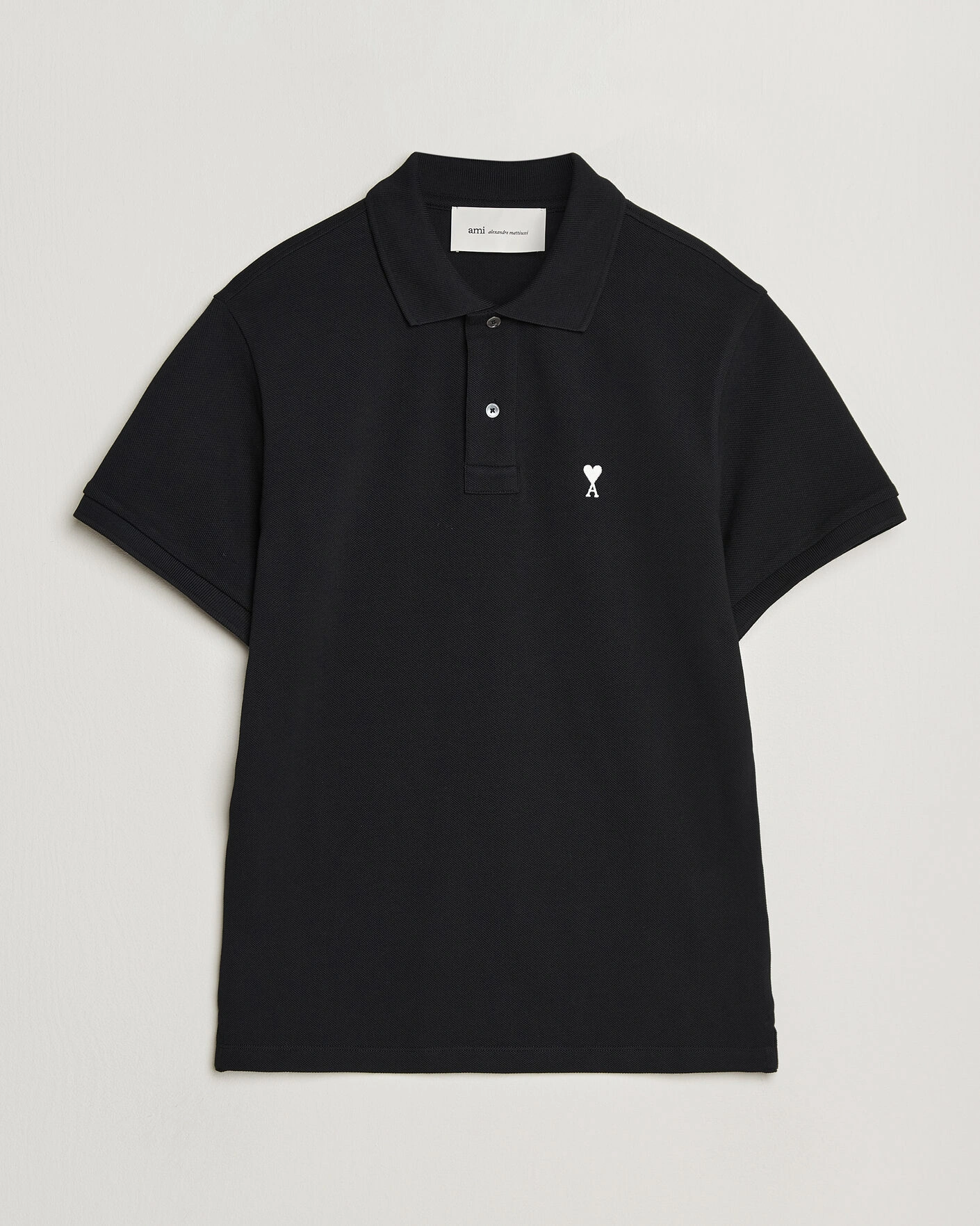 Herre | Pikéer | AMI | Contrast Heart Logo Polo Black