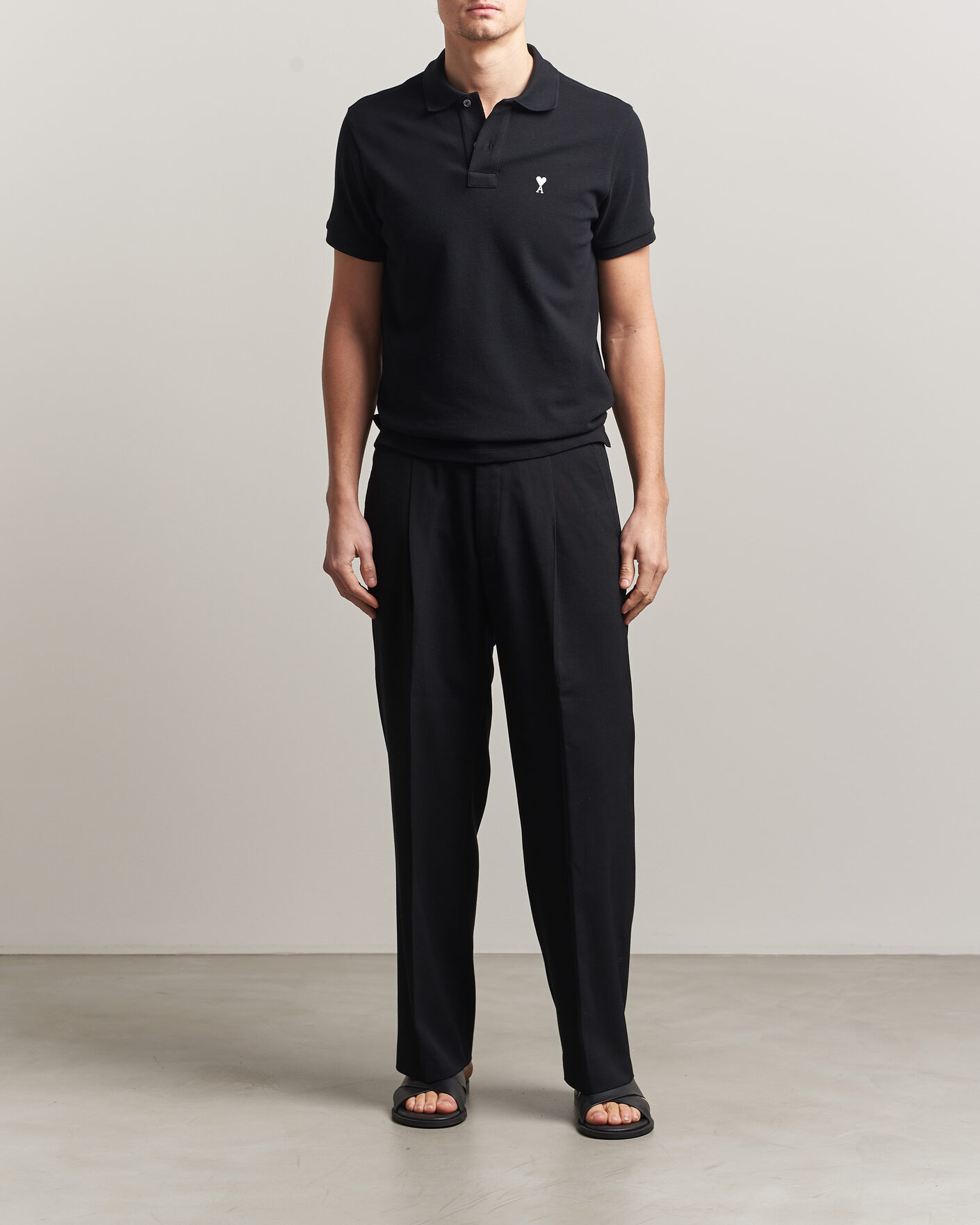 Herre | Pikéer | AMI | Contrast Heart Logo Polo Black