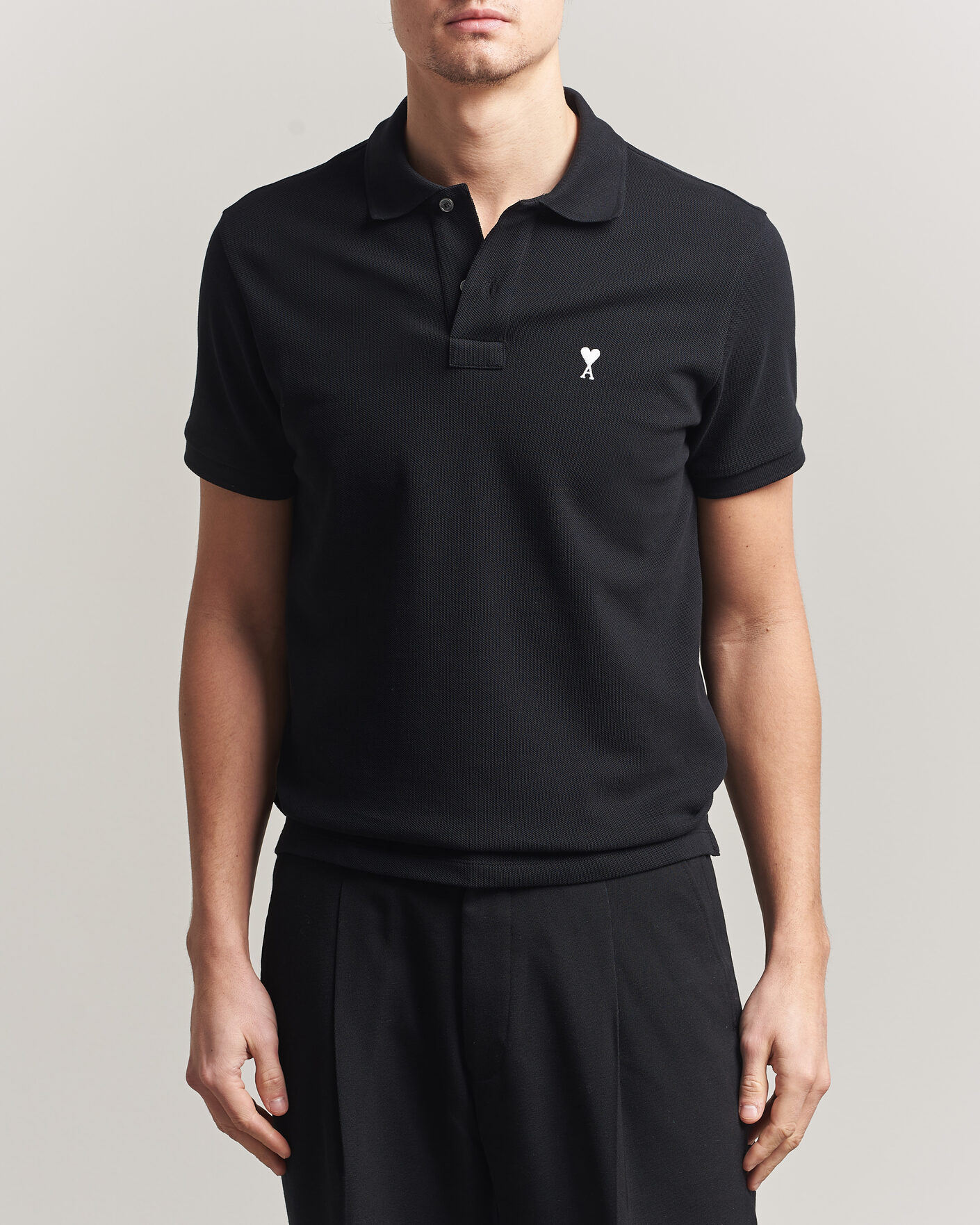 Herre | Pikéer | AMI | Contrast Heart Logo Polo Black