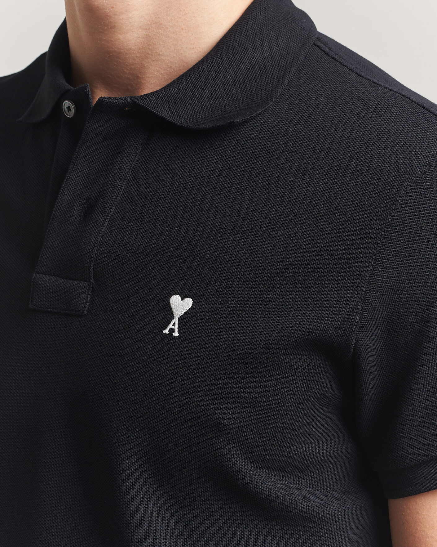 Herre | Pikéer | AMI | Contrast Heart Logo Polo Black