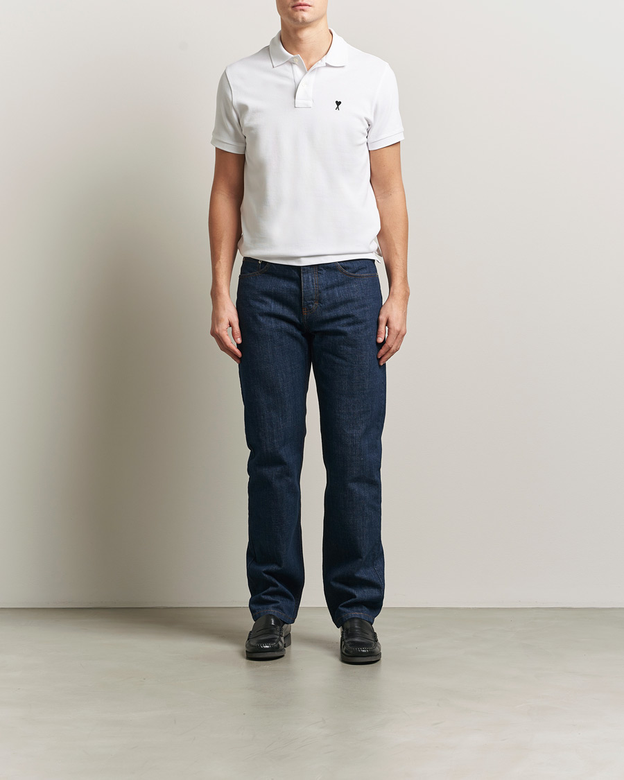 Herre | Pikéer | AMI | Contrast Heart Logo Polo White