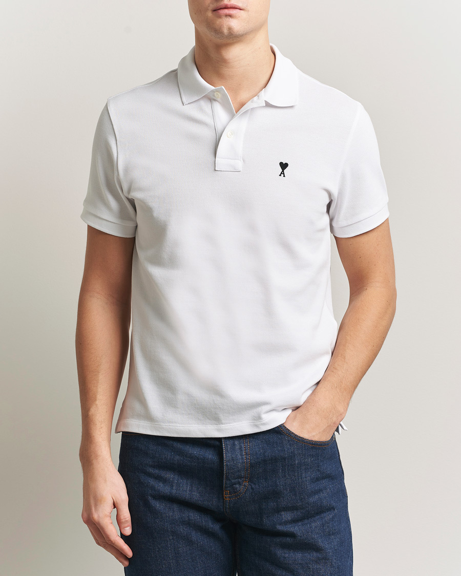 Herre | Pikéer | AMI | Contrast Heart Logo Polo White