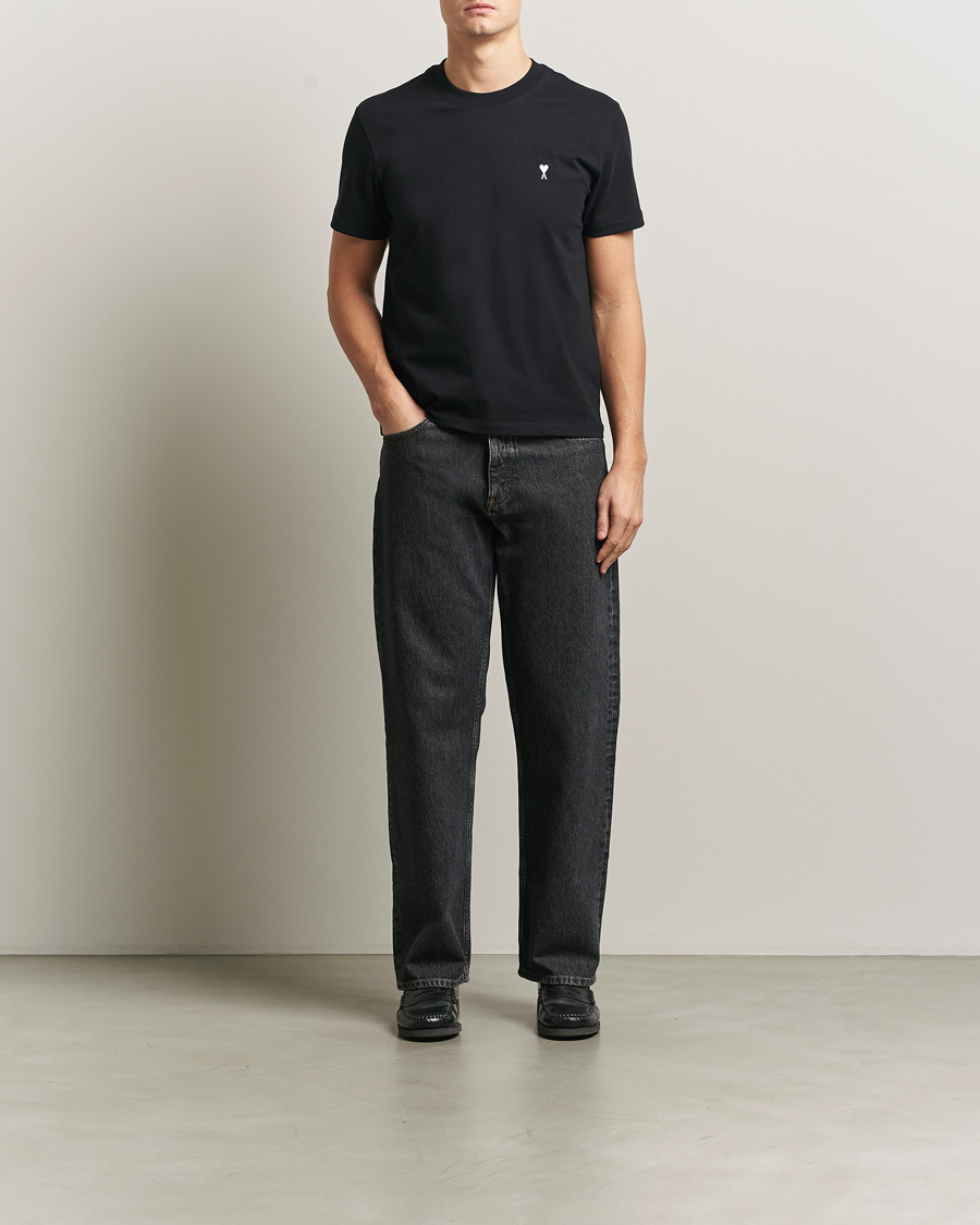 Herre | T-Shirts | AMI | Contrast Heart Logo T-Shirt Black