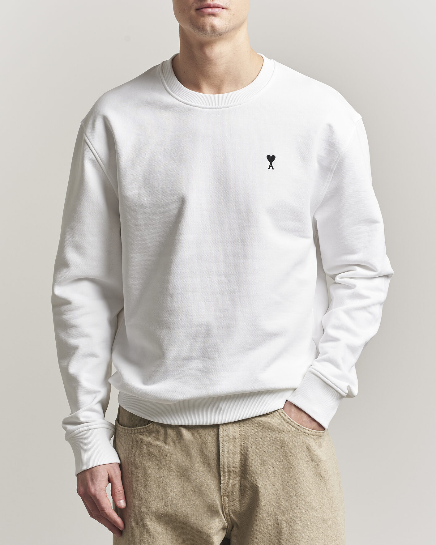 Herre | Gensere | AMI | Contrast Heart Logo Sweatshirt White
