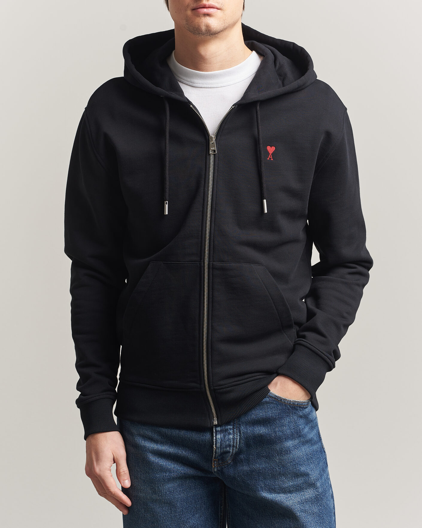 Herre | Gensere | AMI | Heart Logo Full Zip Hoodie Black