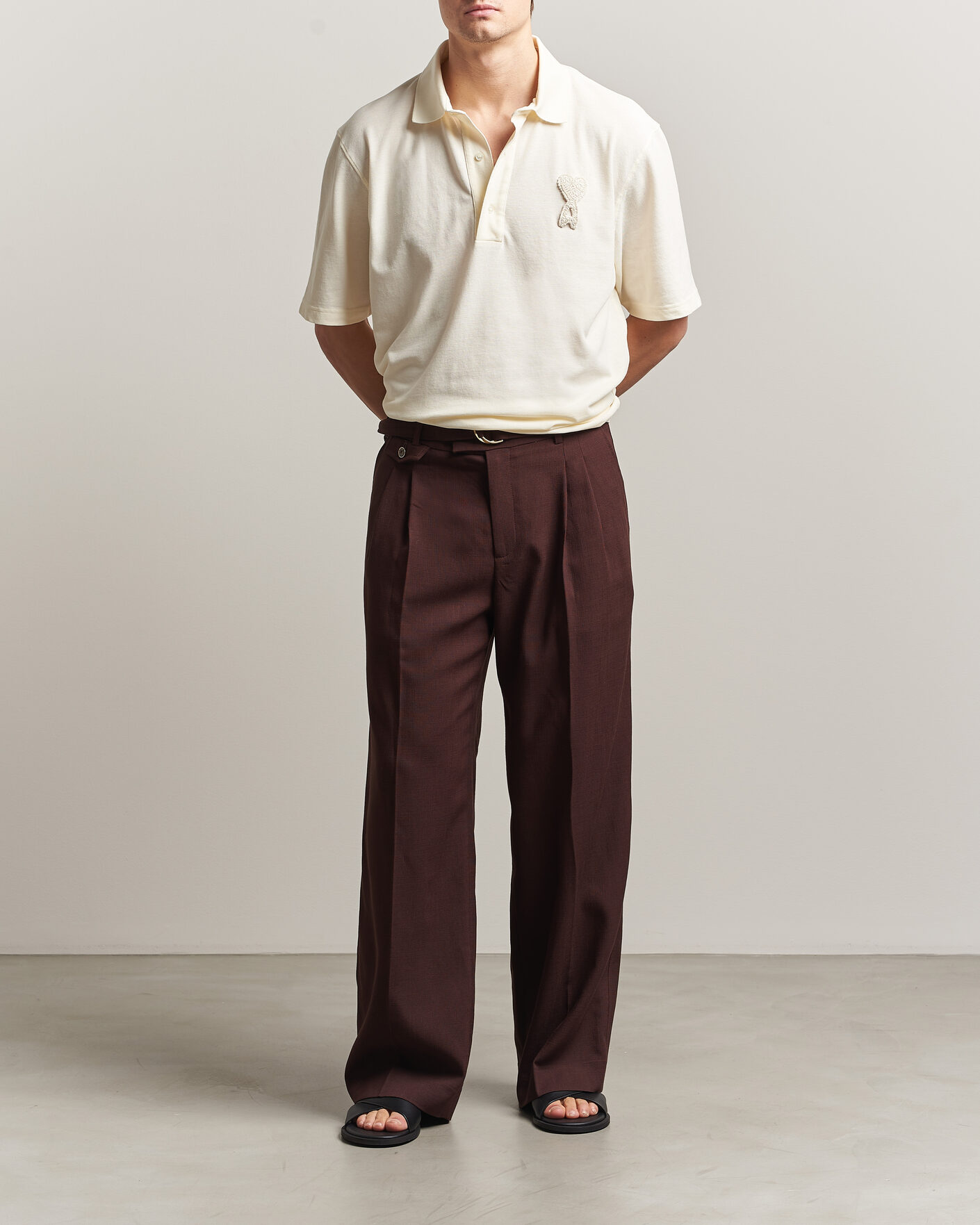 Herre | Pikéer | AMI | Knitted Heart Logo Polo Creme