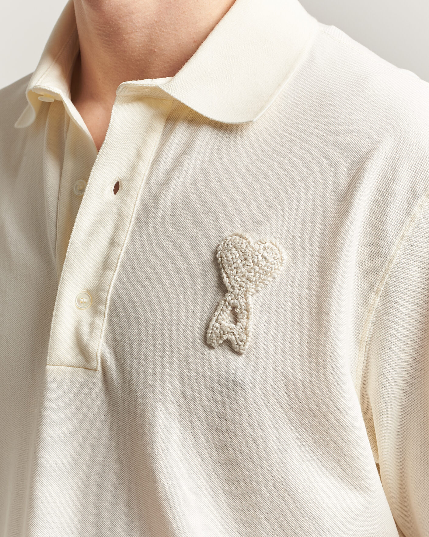 Herre | Pikéer | AMI | Knitted Heart Logo Polo Creme