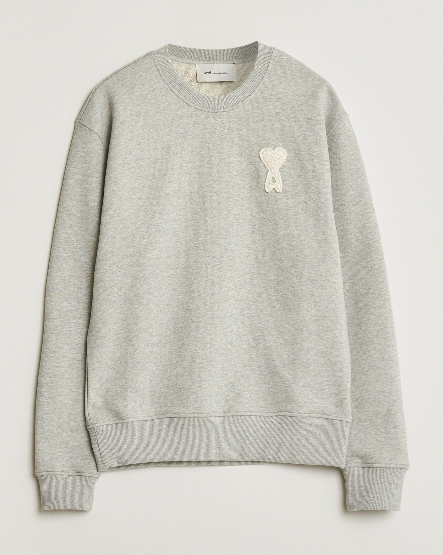 Herre | Gensere | AMI | Knitted Heart Logo Sweatshirt Grey Melange