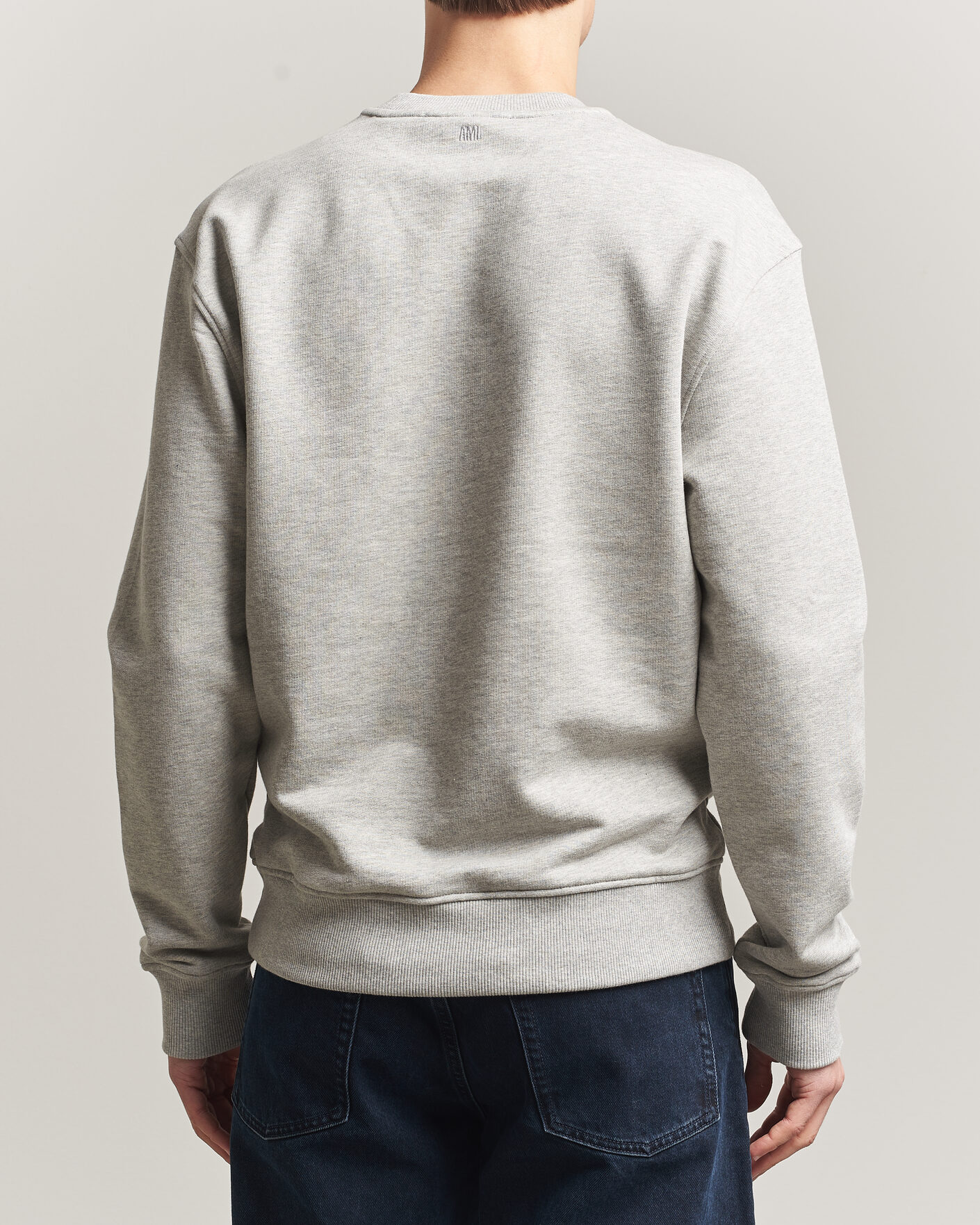 Herre | Gensere | AMI | Knitted Heart Logo Sweatshirt Grey Melange