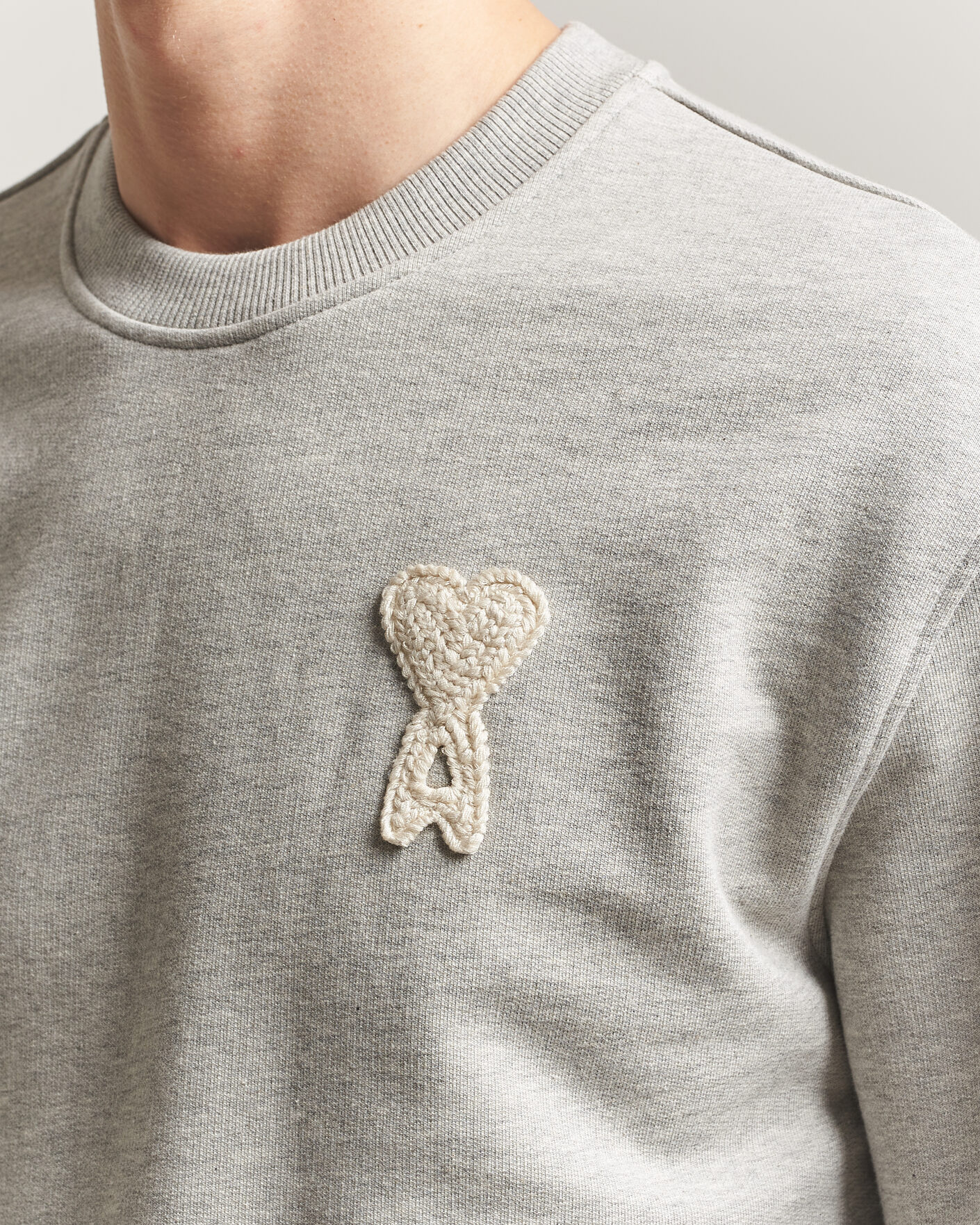 Herre | Gensere | AMI | Knitted Heart Logo Sweatshirt Grey Melange