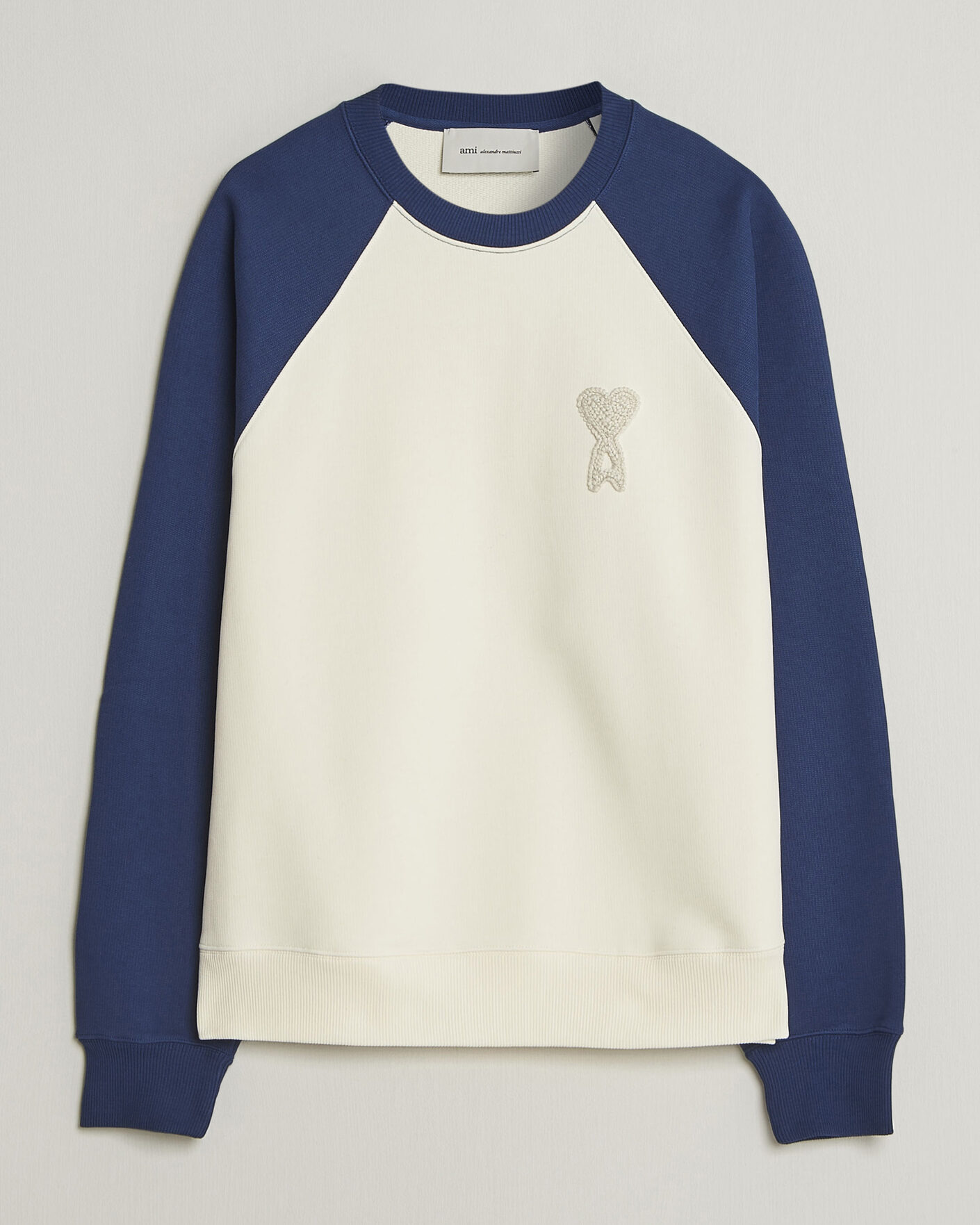 Herre | Gensere | AMI | Knitted Heart Logo Sweatshirt Creme/Navy