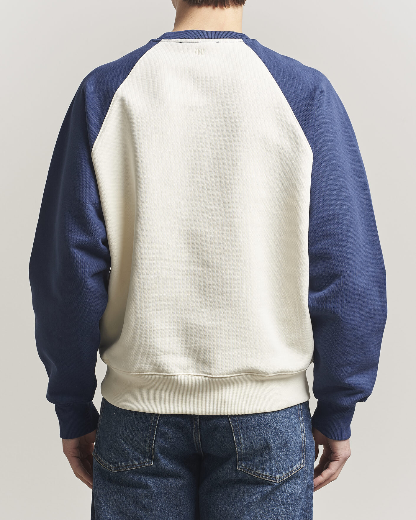 Herre | Gensere | AMI | Knitted Heart Logo Sweatshirt Creme/Navy