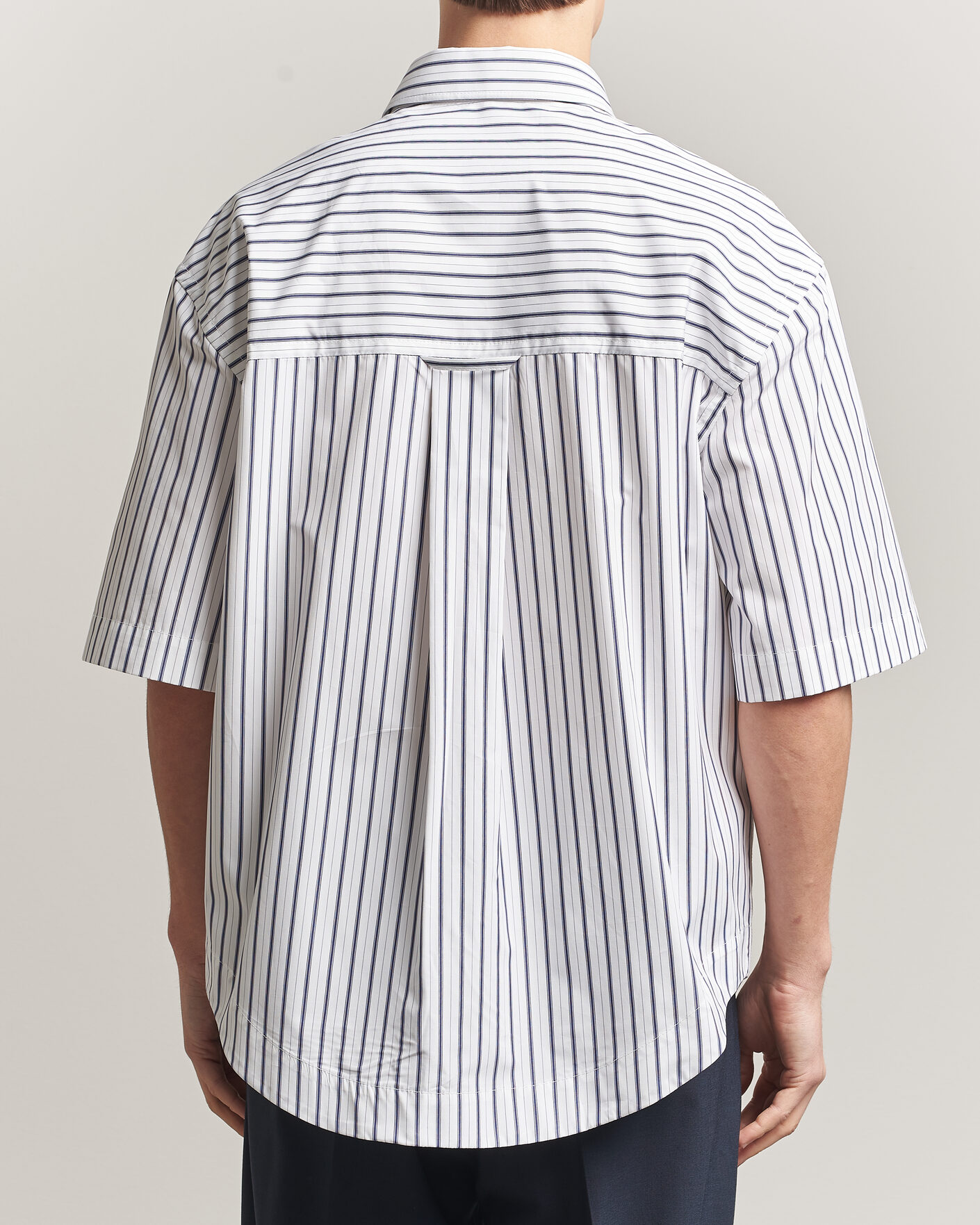 Herre | Skjorter | AMI | Short Sleeve Camp Collar Shirt White/Blue