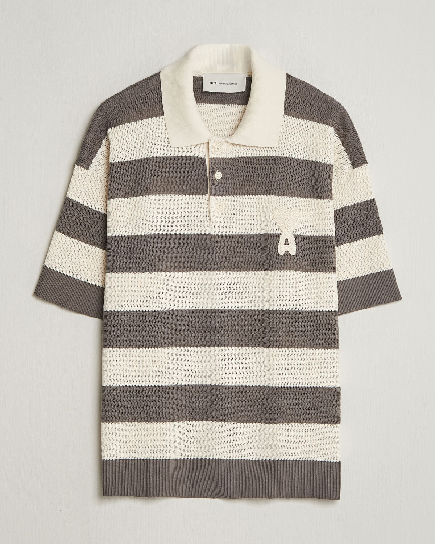 Herre | Pikéer | AMI | Striped Polo White/Grey