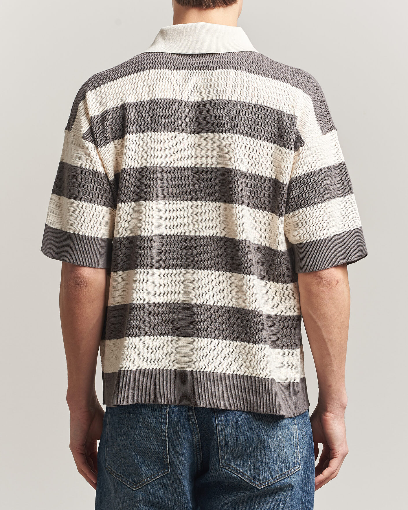 Herre | Pikéer | AMI | Striped Polo White/Grey