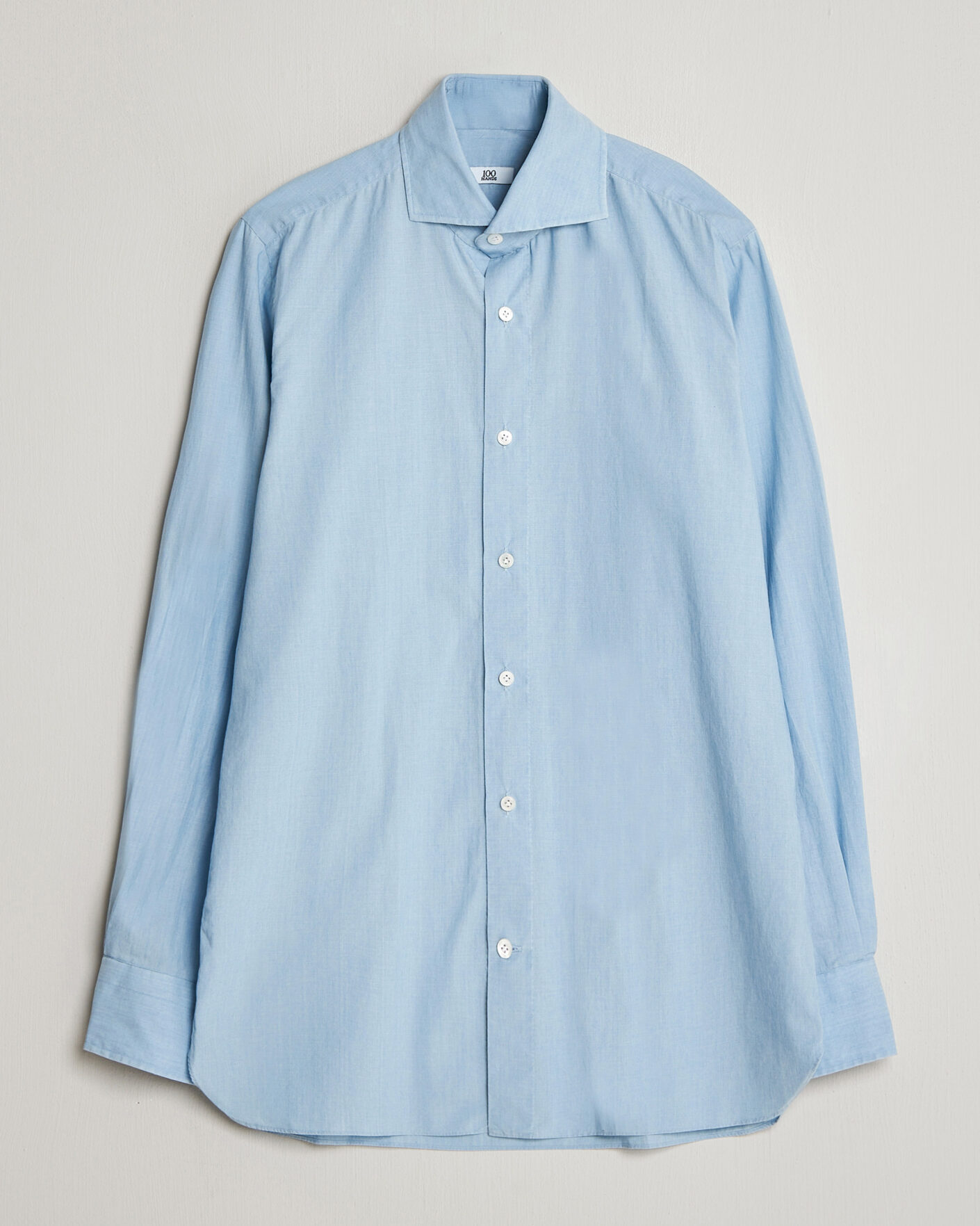 Herre | Skjorter | 100Hands | Light Cotton Voile Denim Shirt Blue