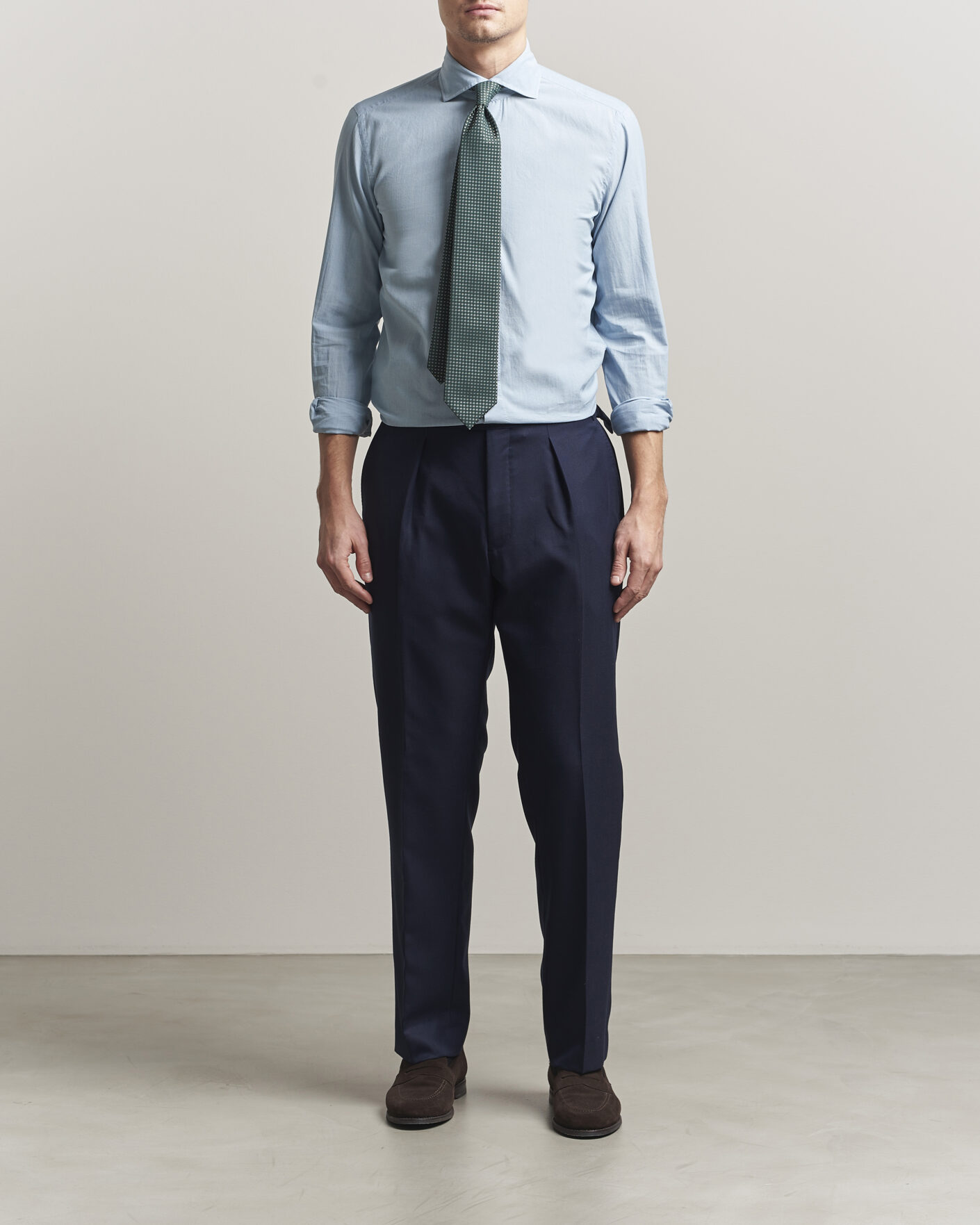 Herre | Skjorter | 100Hands | Light Cotton Voile Denim Shirt Blue