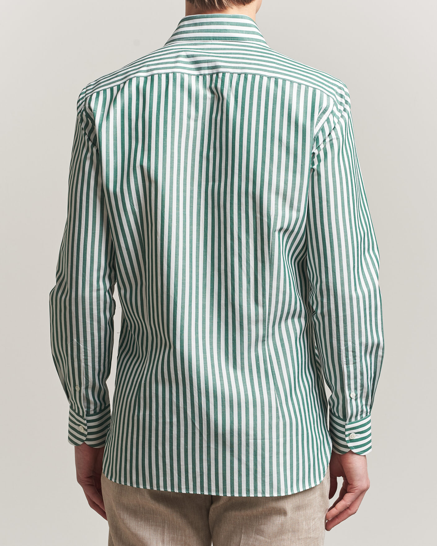 Herre | Skjorter | 100Hands | Cotton/Linen Bengal Stripe Shirt Green