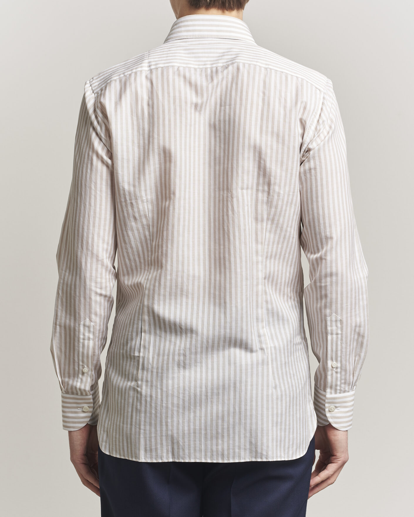 Herre | Skjorter | 100Hands | Cotton/Linen Bengal Stripe Shirt Light Brown