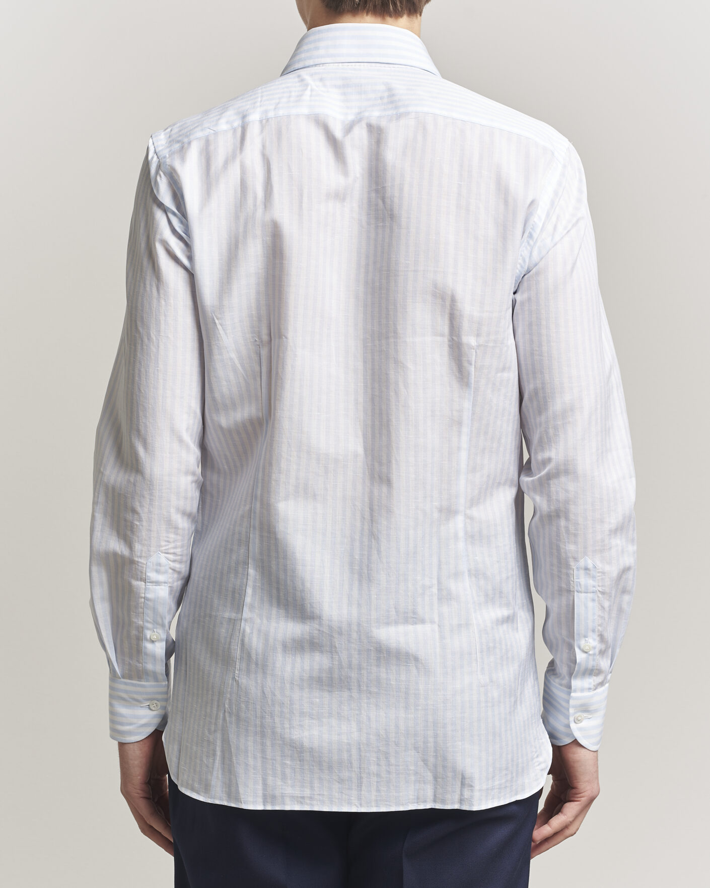 Herre | Skjorter | 100Hands | Cotton/Linen Bengal Stripe Shirt Light Blue