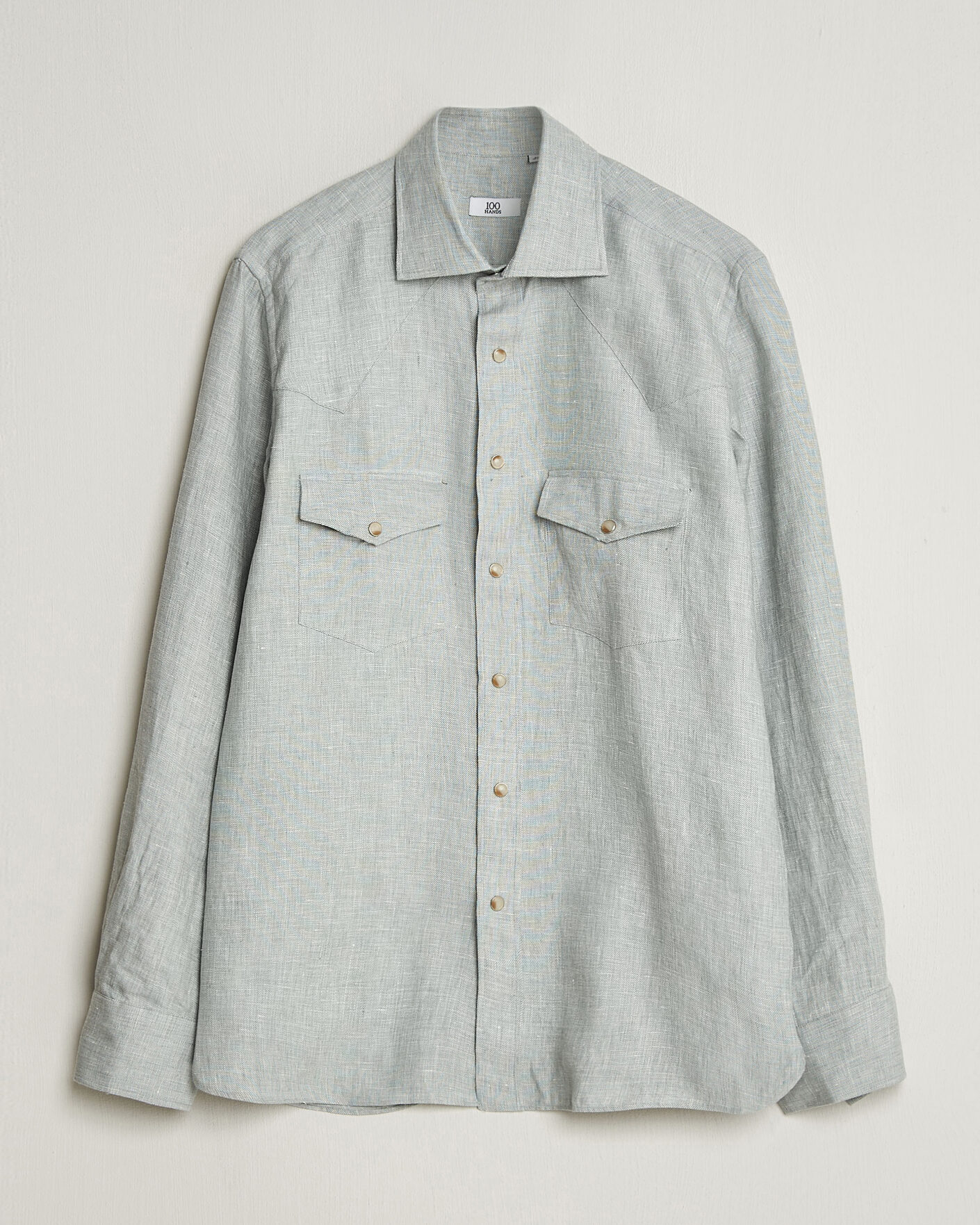 Herre | Skjorter | 100Hands | Two Pocket Western Linen Shirt Mint Green