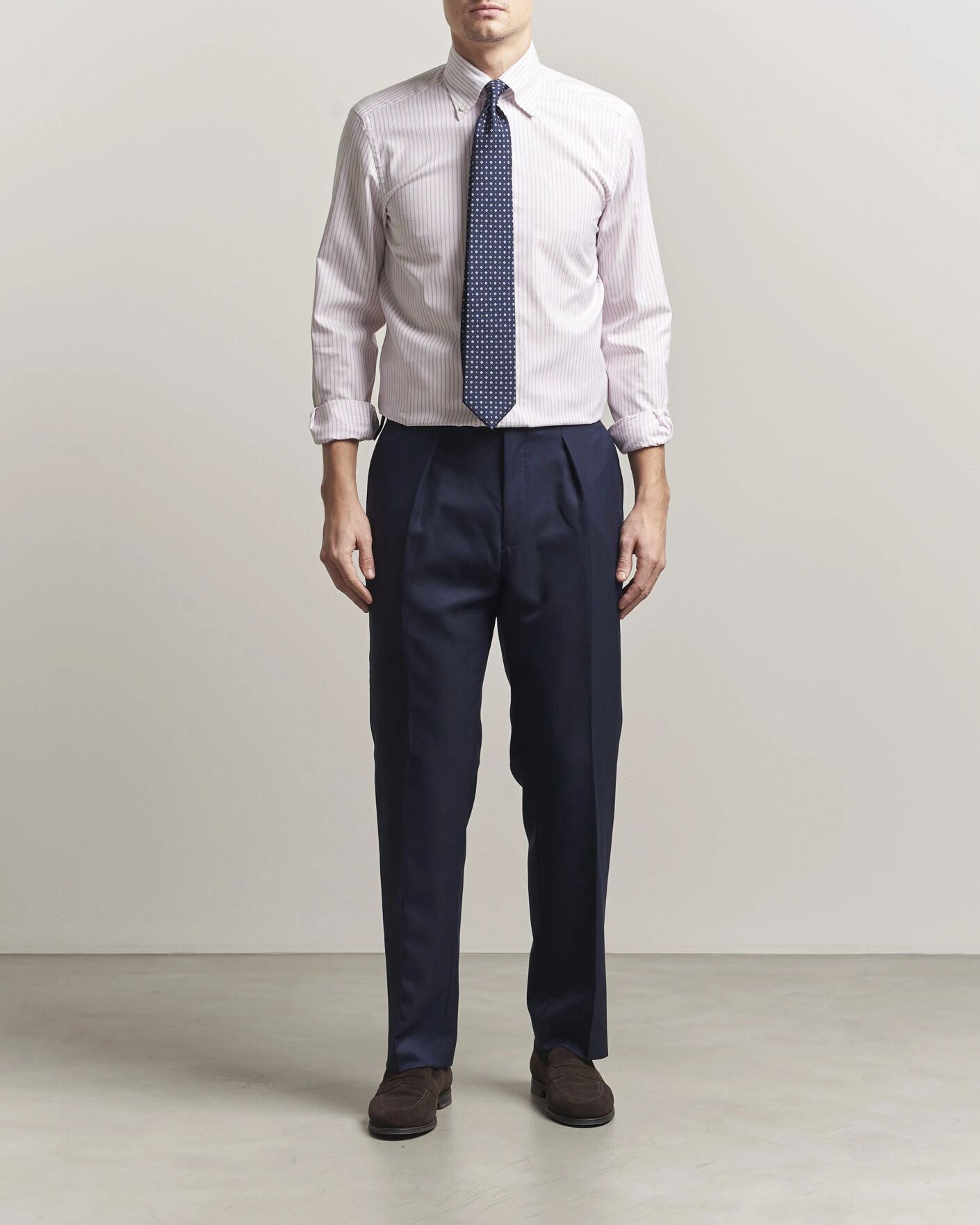 Herre | Skjorter | 100Hands | Washed Striped Oxford Shirt Lavender