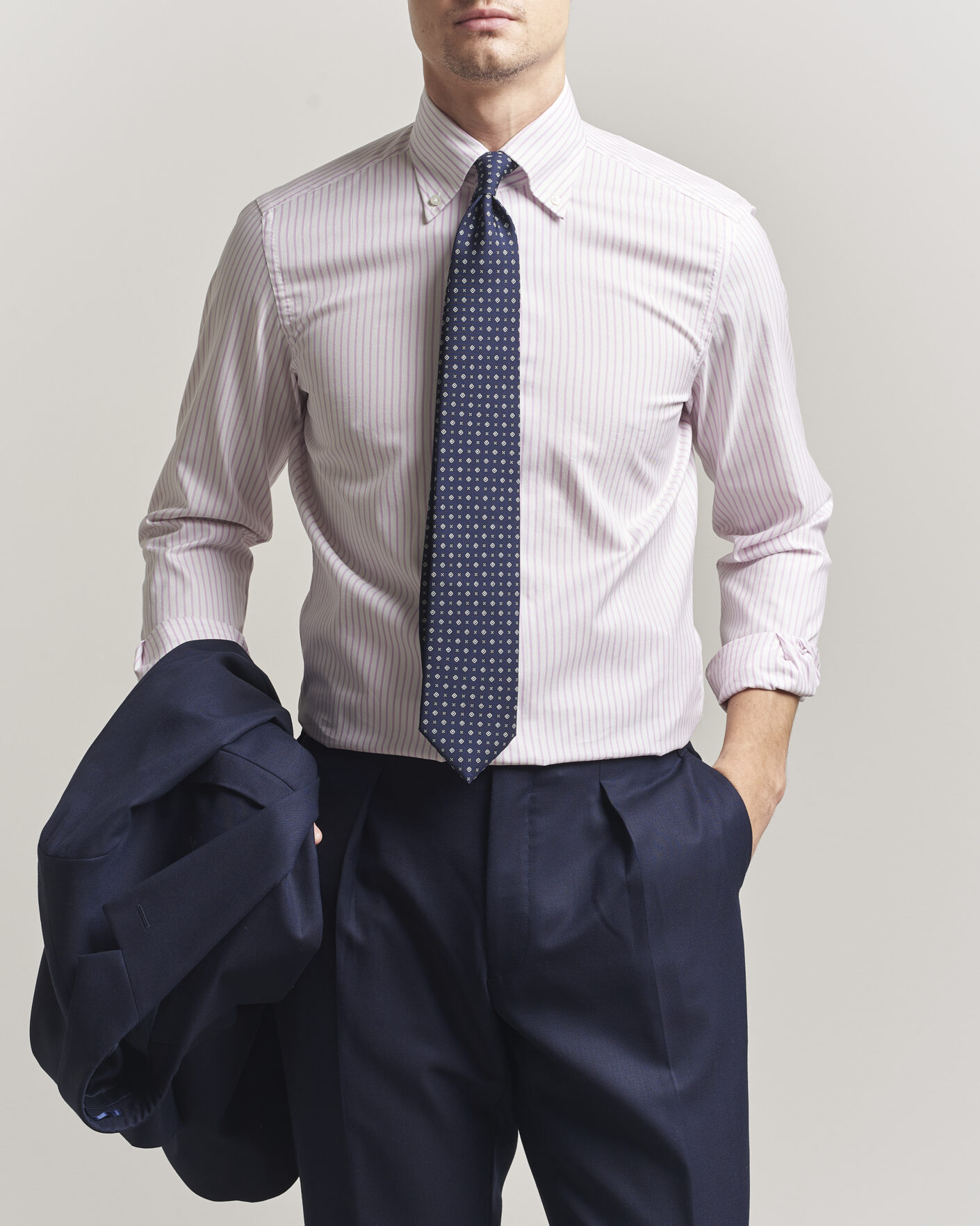 Herre | Skjorter | 100Hands | Washed Striped Oxford Shirt Lavender