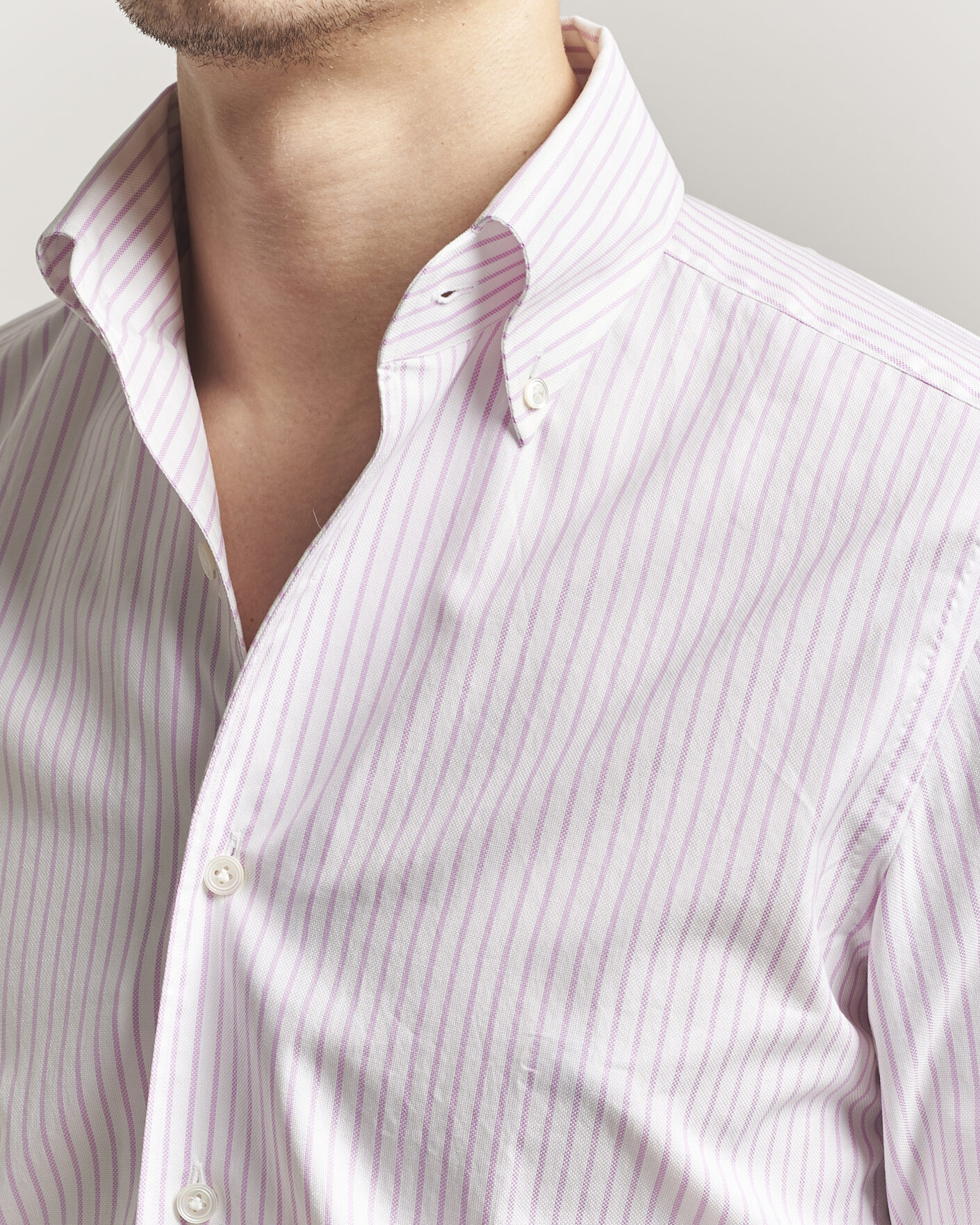 Herre | Skjorter | 100Hands | Washed Striped Oxford Shirt Lavender