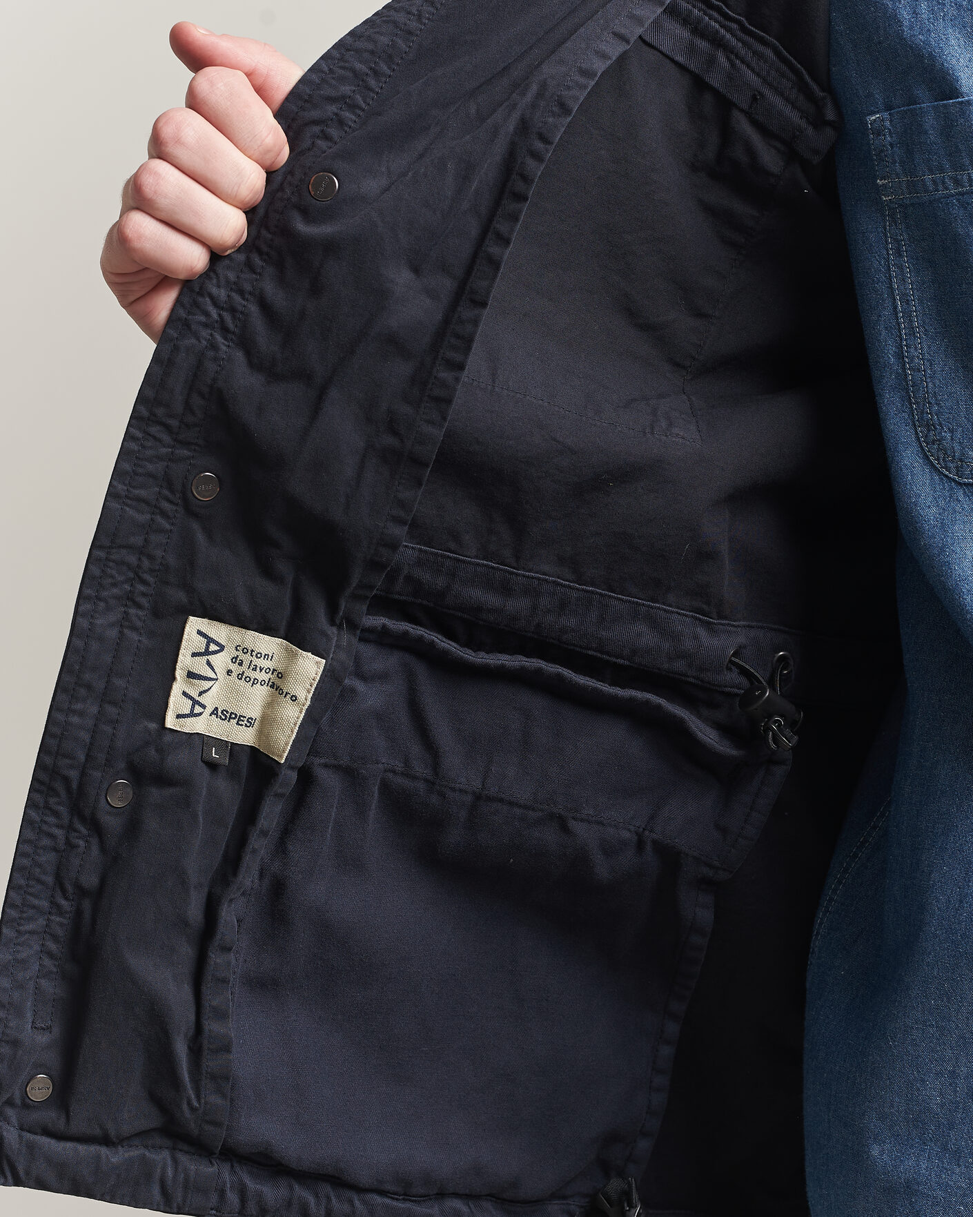 Herre | Jakker | Aspesi | Washed Cotton Field Jacket Navy