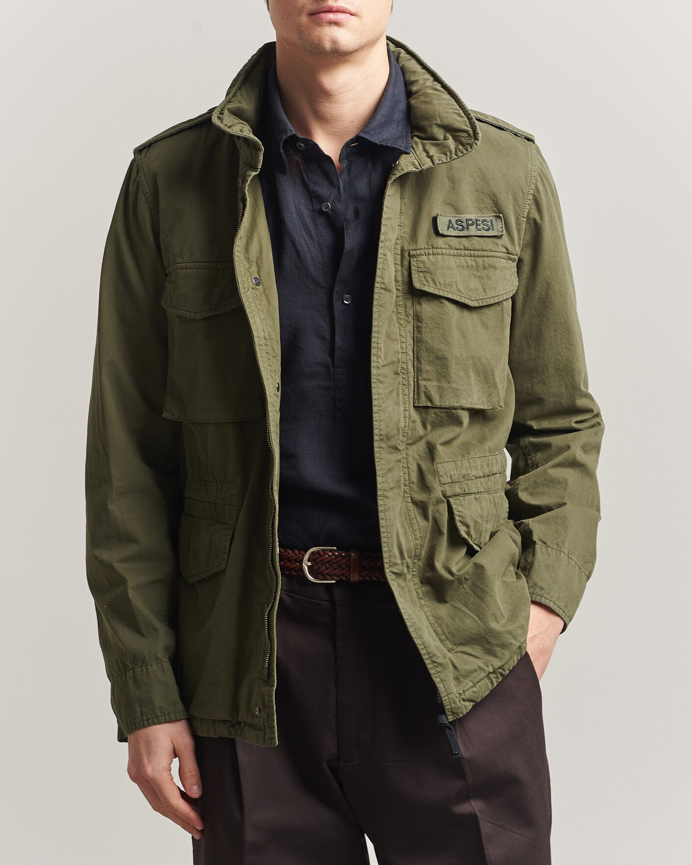 Herre | Jakker | Aspesi | Washed Cotton Field Jacket Military