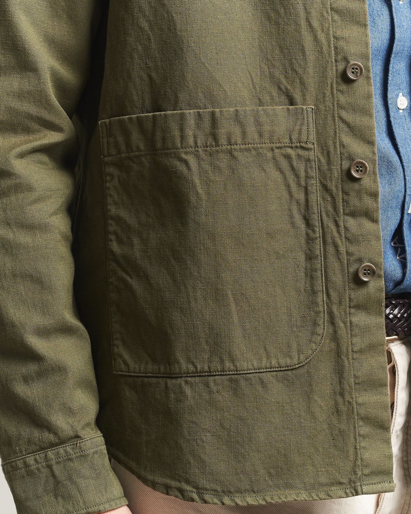 Herre | Jakker | Aspesi | Garment Dyed Utility Shirt Military