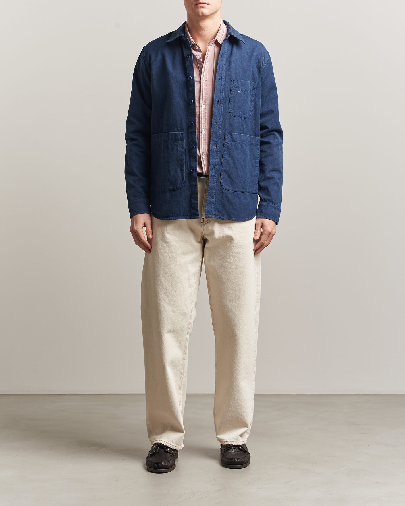 Herre | Jakker | Aspesi | Garment Dyed Utility Shirt Dark Blue