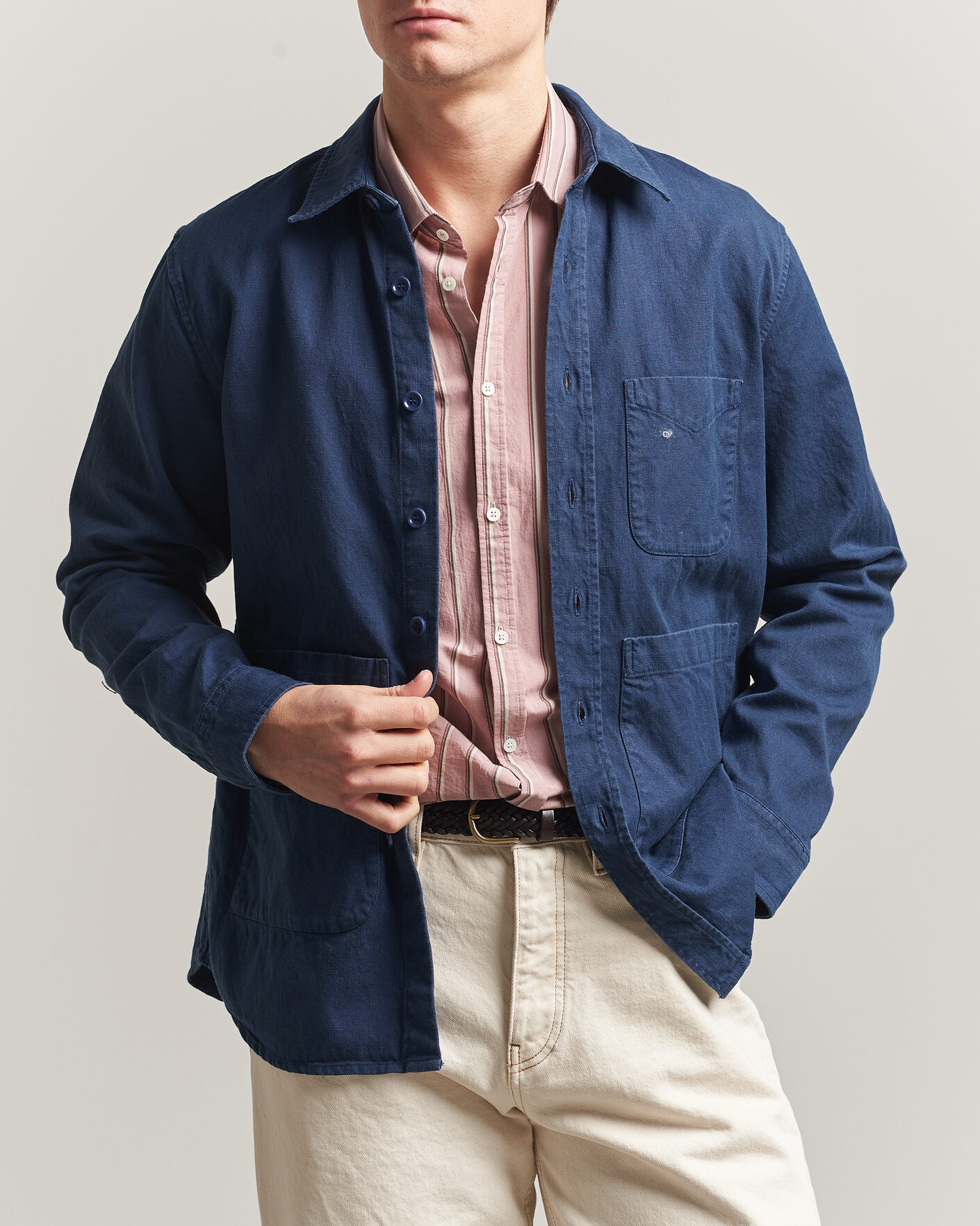 Herre | Jakker | Aspesi | Garment Dyed Utility Shirt Dark Blue